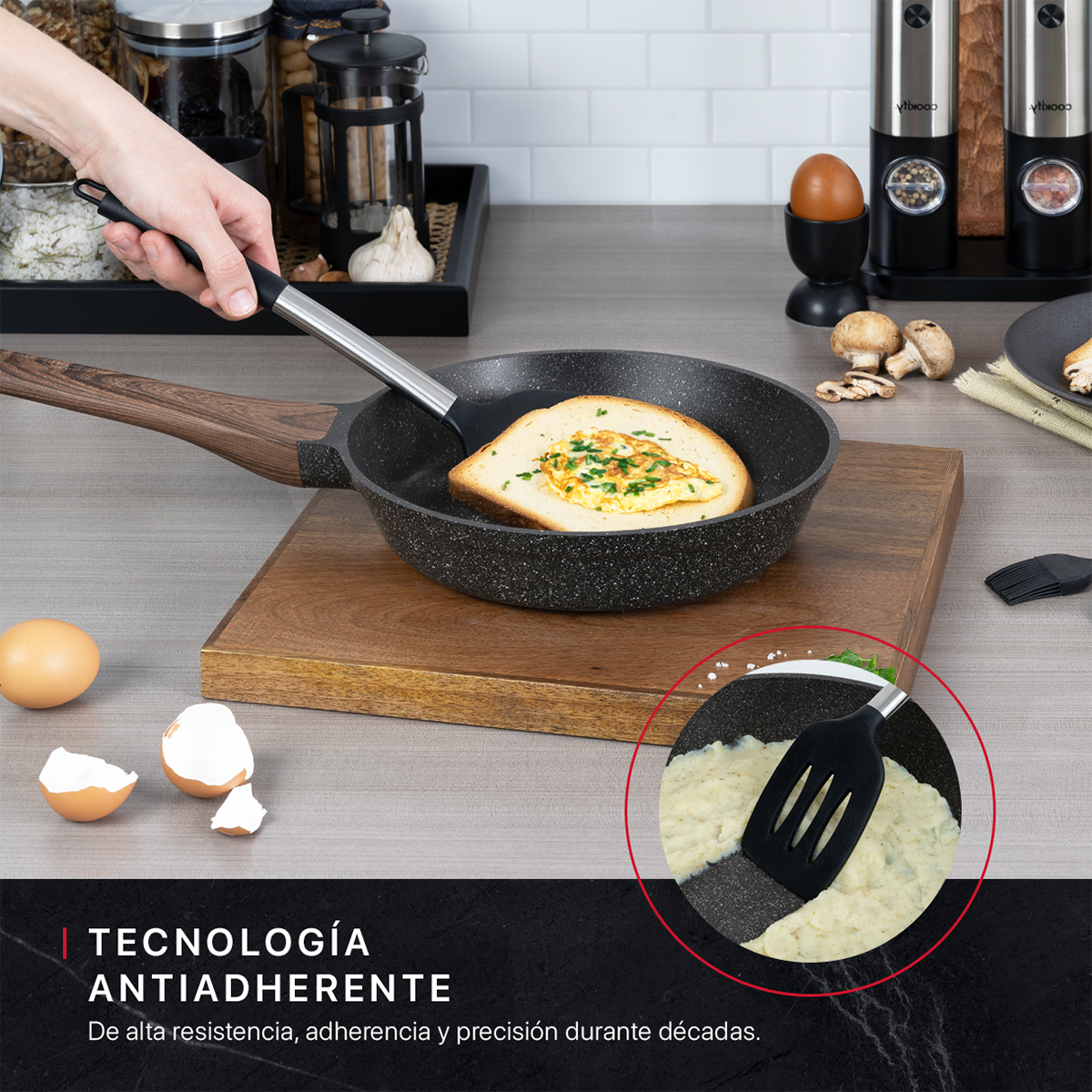 Foto 5 pulgar | Sartén Cookify De Mármol 28 Cm Negro, Antiadherente, Libre De Pfoa