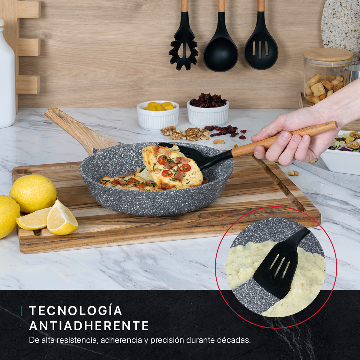 Foto 5 pulgar | Sartén Cookify De Mármol 28 Cm Gris, Antiadherente, Libre De Pfoa