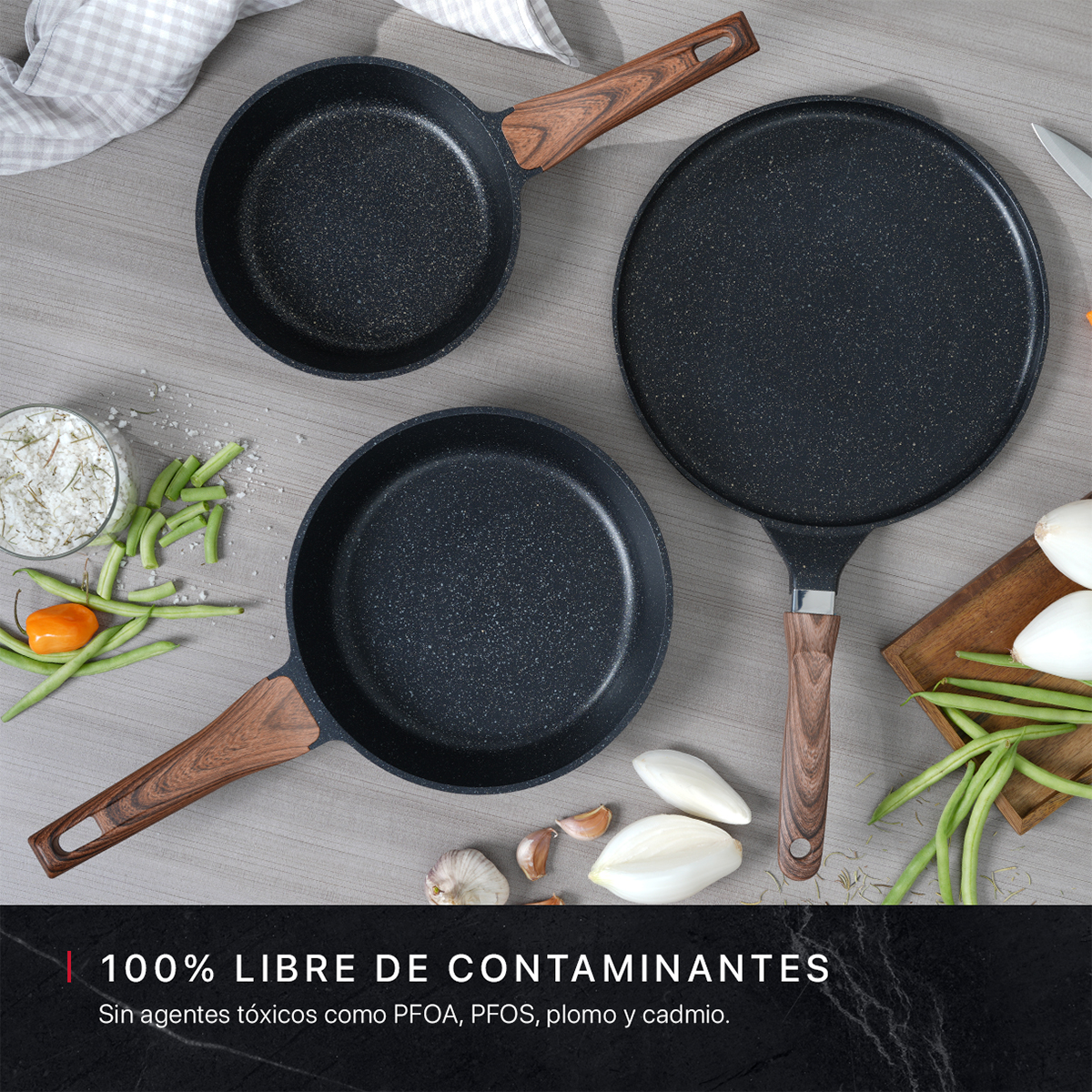 Foto 3 pulgar | Set De Sartenes Y Crepera Cookify  20/ 24/ 28 Cm Negro, Antiadherente, Libre De Pfoa