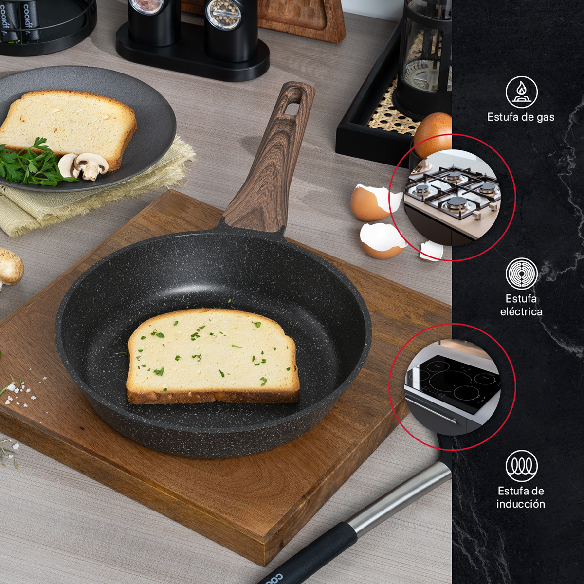 Foto 6 | Set De Sartenes Y Crepera Cookify  20/ 24/ 28 Cm Negro, Antiadherente, Libre De Pfoa