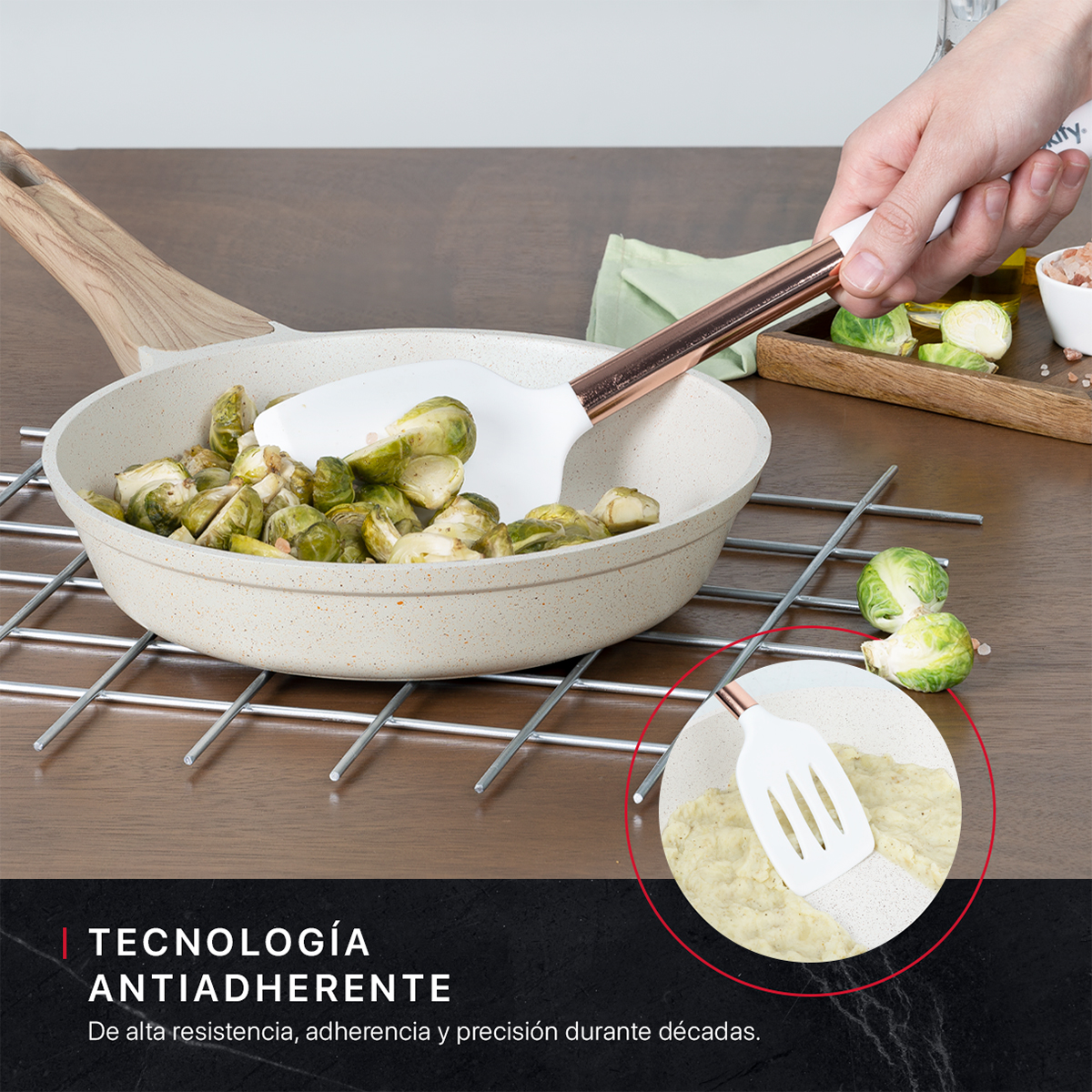 Foto 5 pulgar | Sartén Cookify De Mármol 28 Cm Beige, Antiadherente, Libre De Pfoa