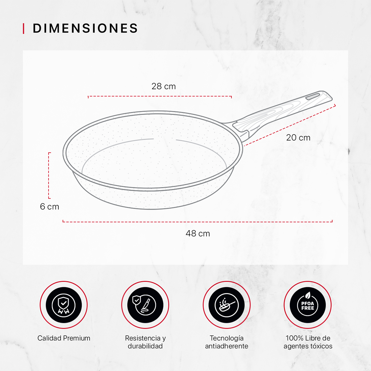 Foto 6 pulgar | Sartén Cookify De Mármol 28 Cm Beige, Antiadherente, Libre De Pfoa