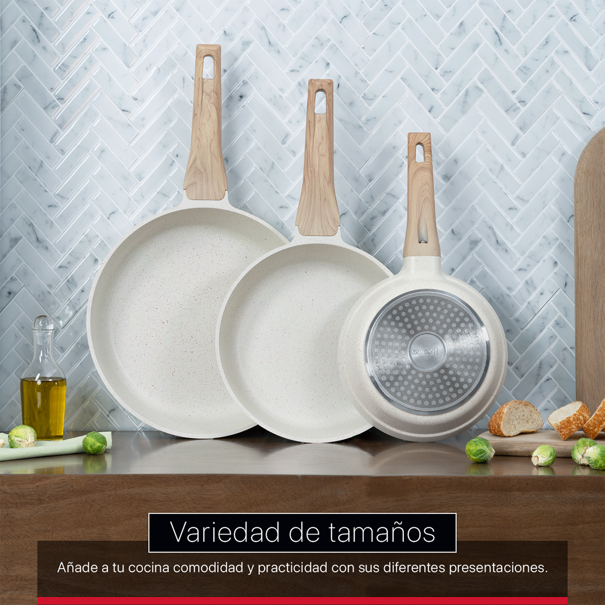 Foto 7 | Sartén Cookify De Mármol 28 Cm Beige, Antiadherente, Libre De Pfoa