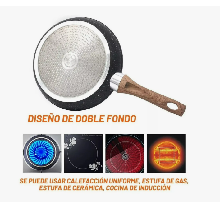 Foto 4 pulgar | Sartén Antiadherente Cocina Menaje 24cm Aluminio Alemán