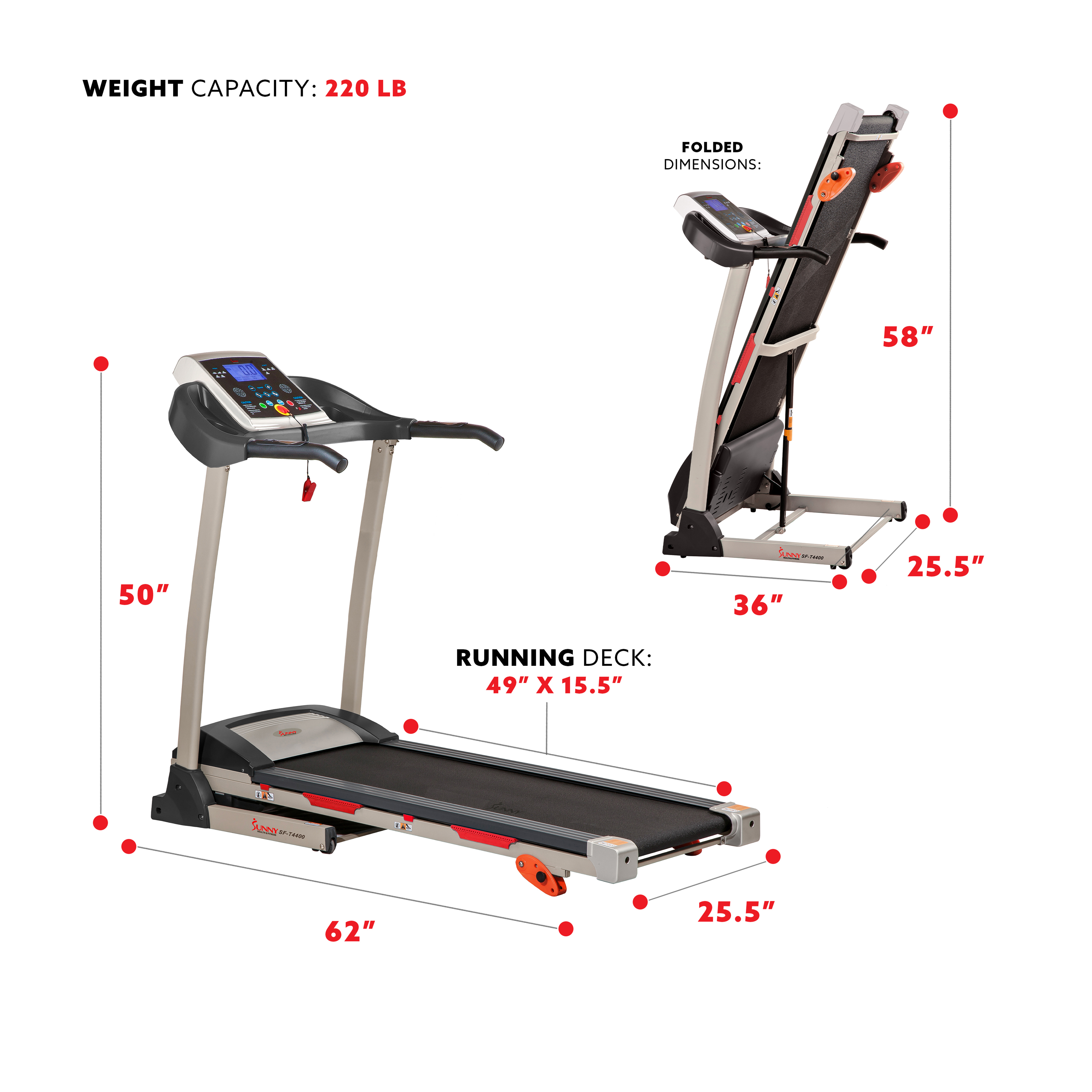 Foto 3 | Cinta de correr Plegable Sunny Health & Fitness con 9 Programas de Entrenamiento y Soporte para Teléfono/Tableta