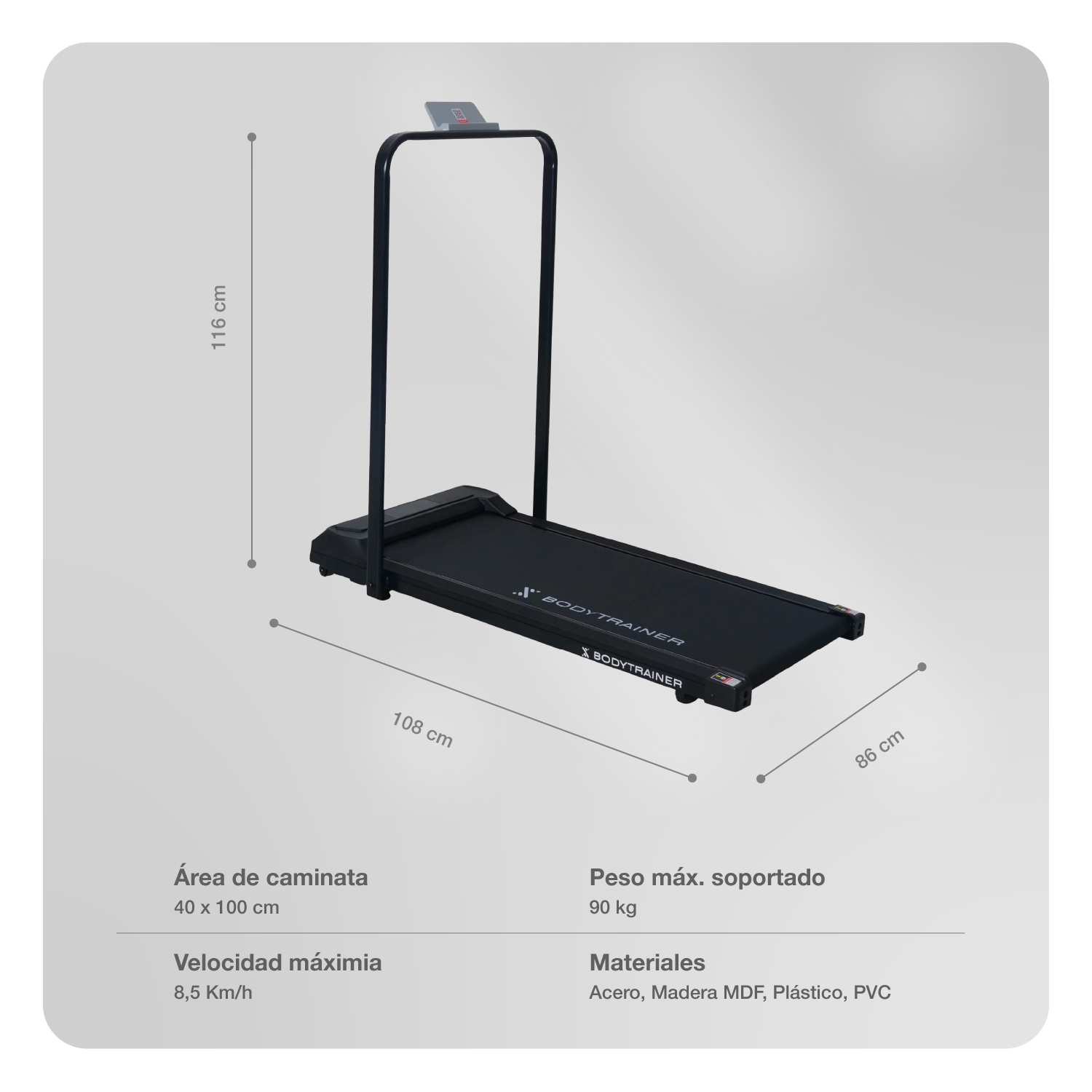 Foto 3 | Caminadora Eléctrica Bodytrainer Plegable Negro