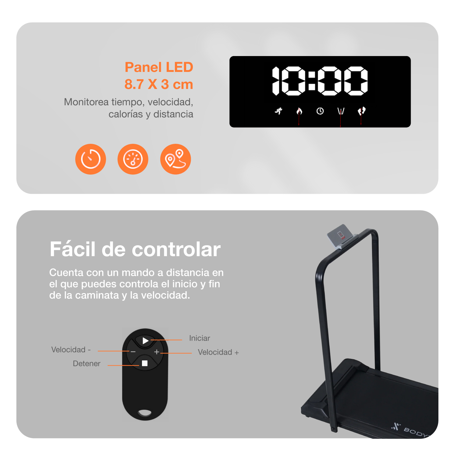 Foto 5 pulgar | Caminadora Eléctrica Bodytrainer Plegable Negro