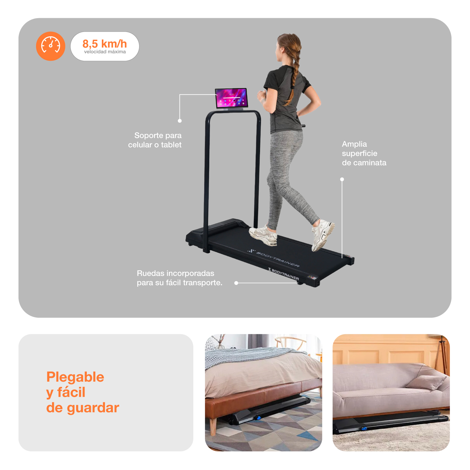Foto 7 pulgar | Caminadora Eléctrica Bodytrainer Plegable Negro