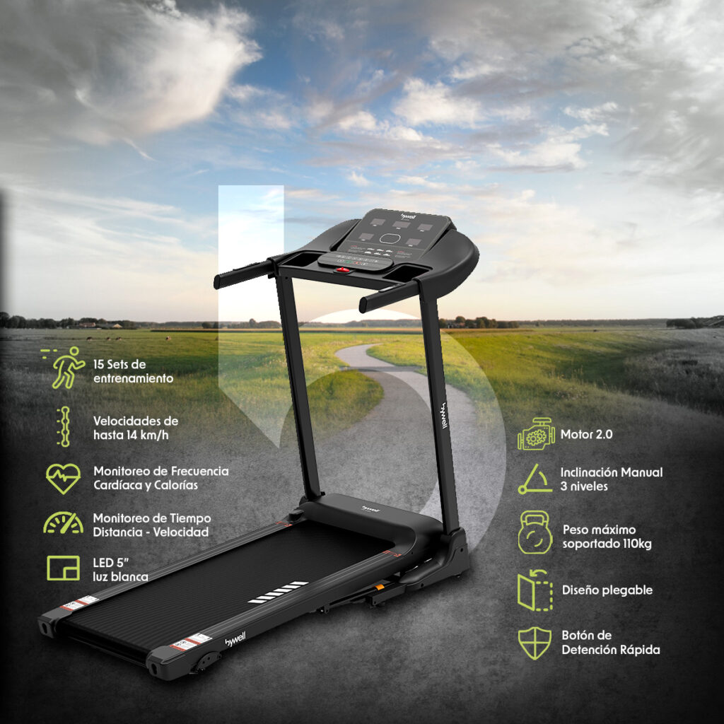 Foto 4 | Caminadora Plegable Bywell 14 Km/h con Pantalla Led 5″