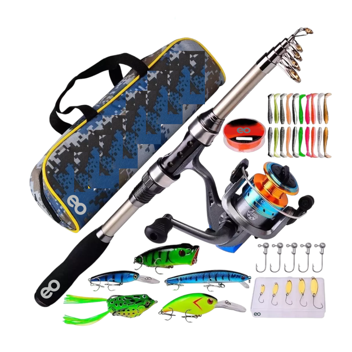 Foto 1 | Kit Pesca 1.8m Caña Carrete Señuelo Accesorio Bolsa Completo Esi-5563-1 Dorado