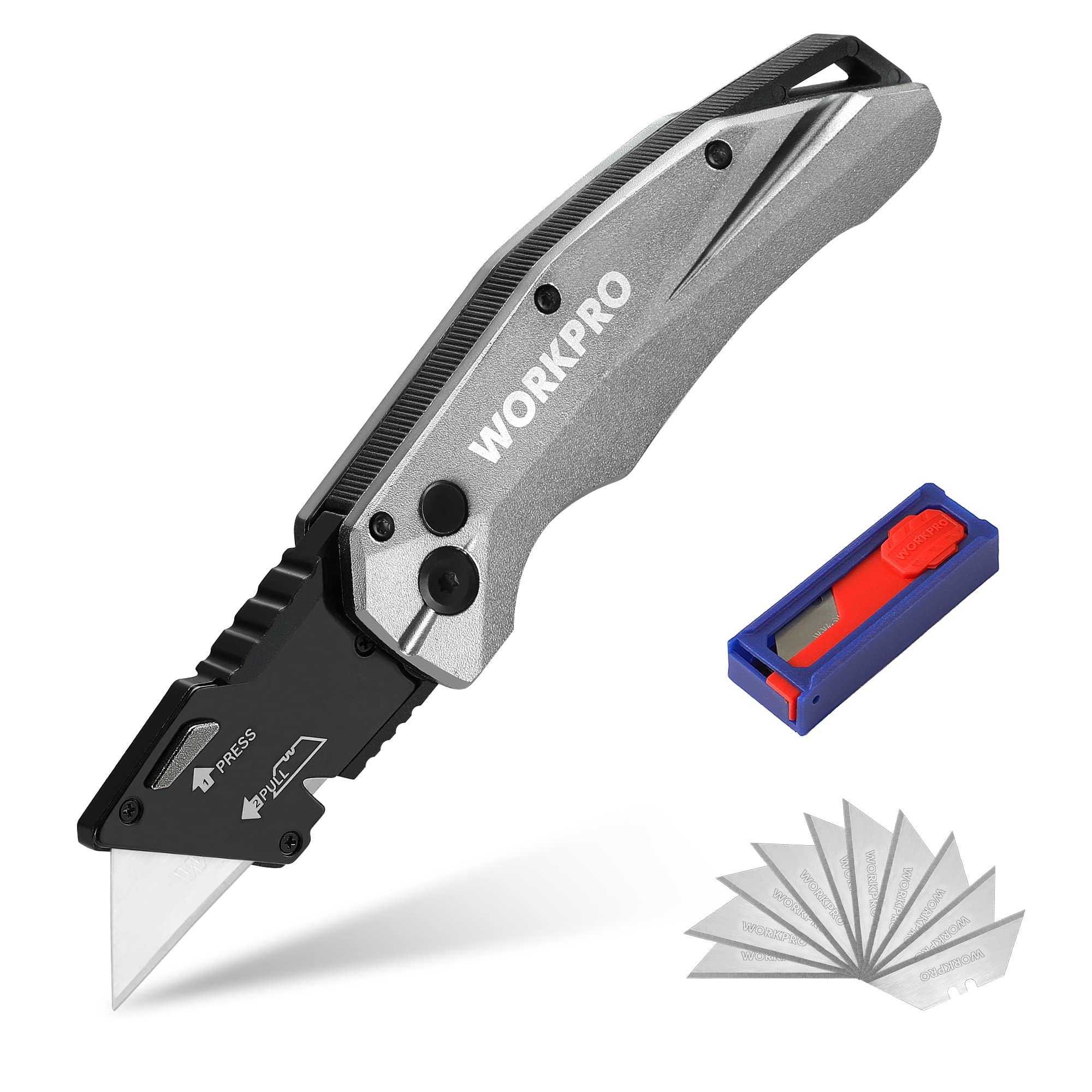 Foto 2 pulgar | Cuchillo Utilitario Plegable Workpro Heavy Duty Metal Con 10 Hojas - Venta Internacional.