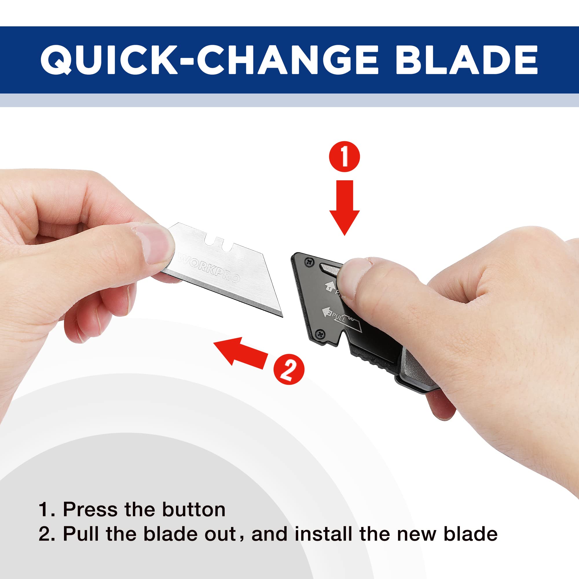 Foto 6 pulgar | Cuchillo Utilitario Plegable Workpro Heavy Duty Metal Con 10 Hojas - Venta Internacional.