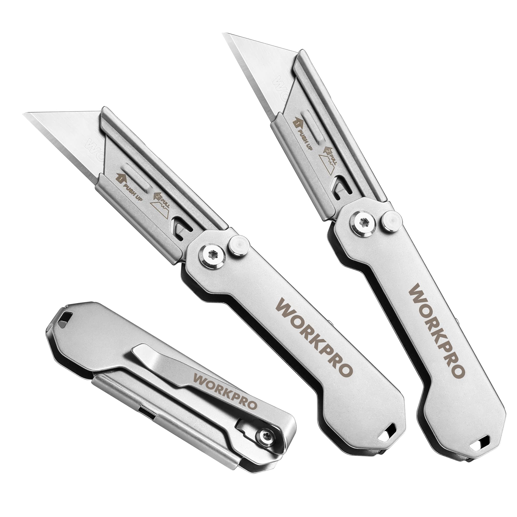 Navaja Multiusos Plegable Workpro, Paquete De 3 Con Cuchillas De Cambio Rápido - Venta Internacional. $672