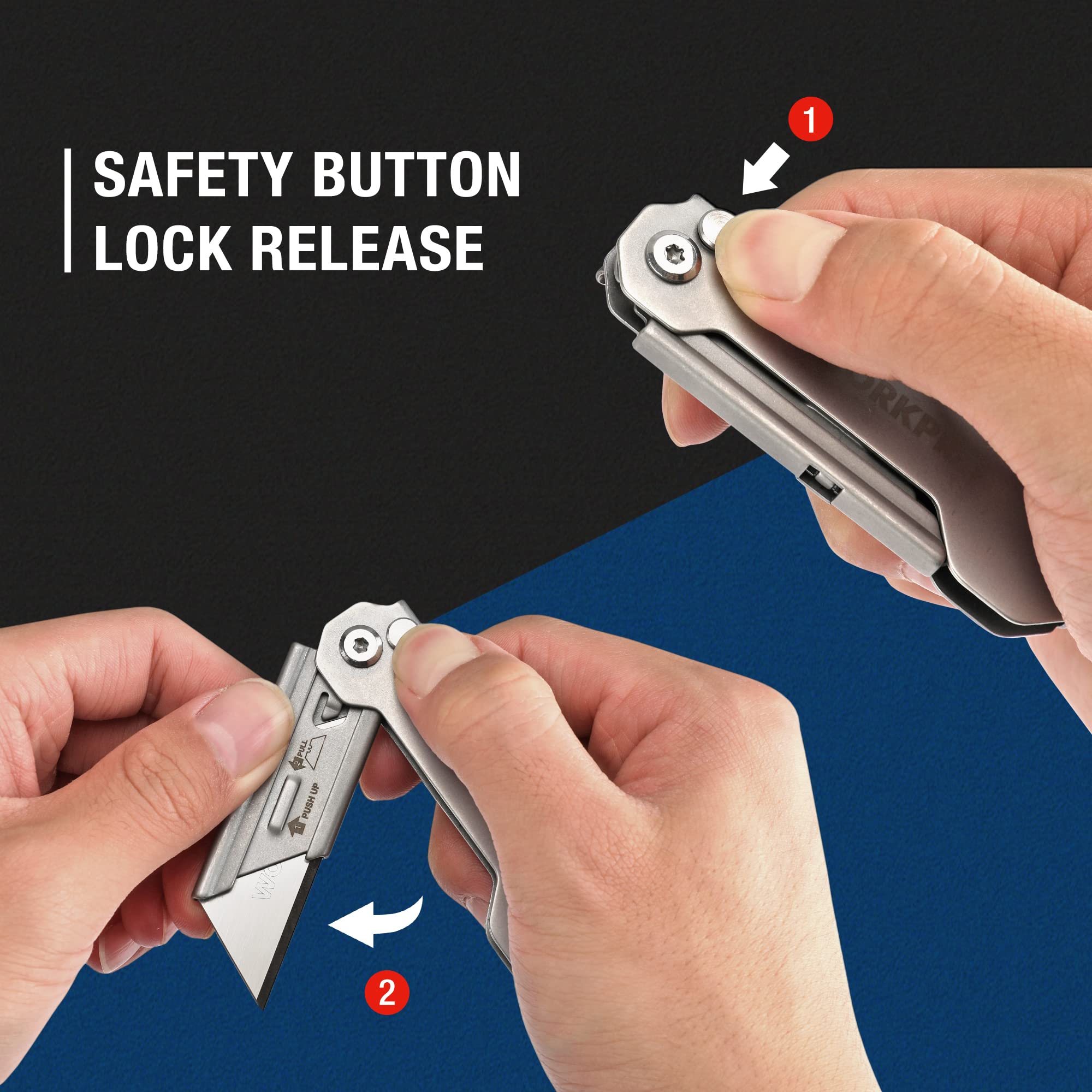 Foto 4 pulgar | Navaja Multiusos Plegable Workpro, Paquete De 3 Con Cuchillas De Cambio Rápido - Venta Internacional.