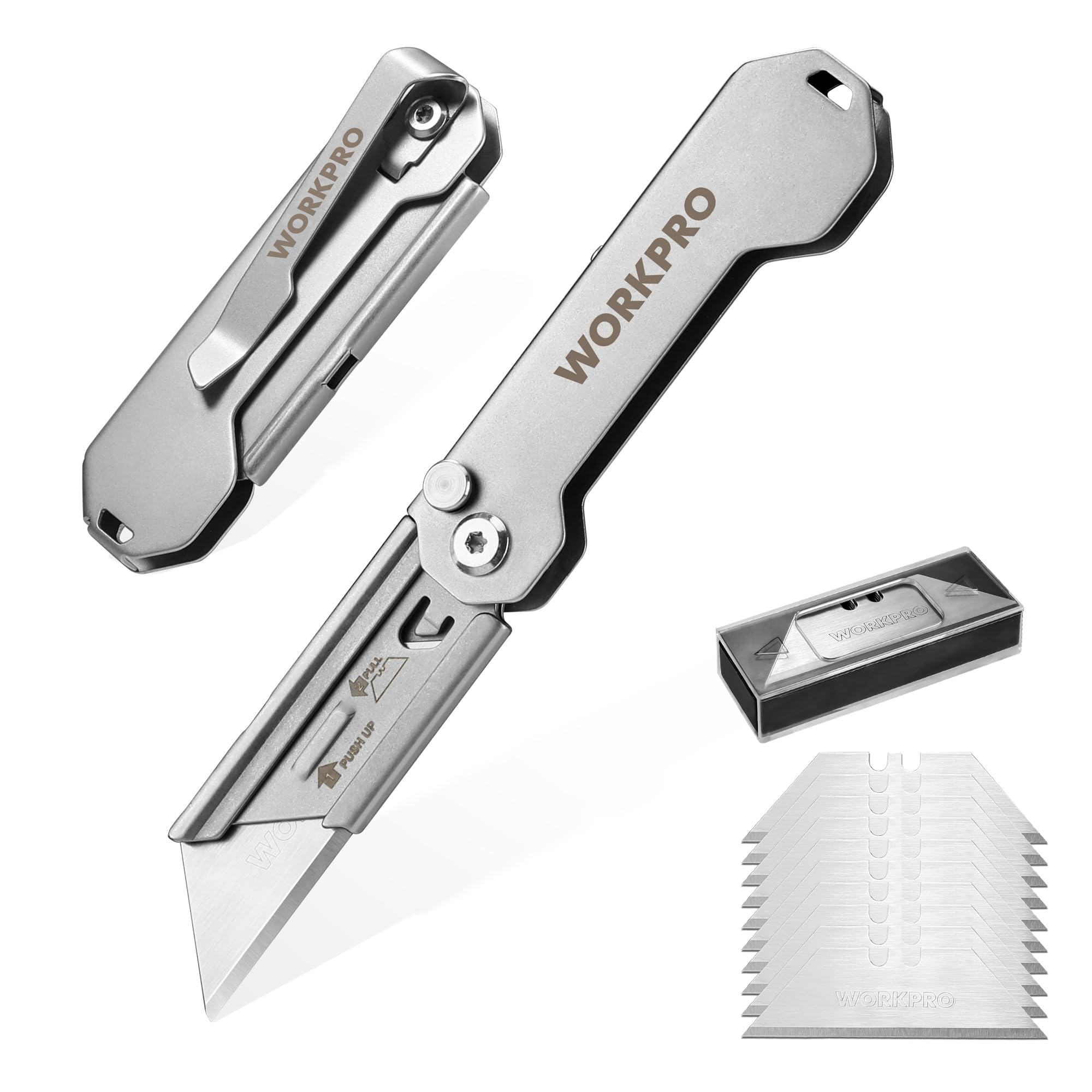 Foto 2 pulgar | Cuchillo Utilitario Plegable Workpro Mini Cortador De Cajas Con 10 Cuchillas - Venta Internacional.