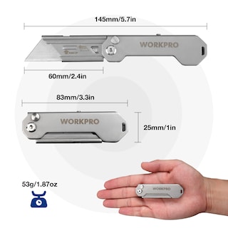 Foto 2 | Cuchillo Utilitario Plegable Workpro Mini Cortador De Cajas Con 10 Cuchillas - Venta Internacional.