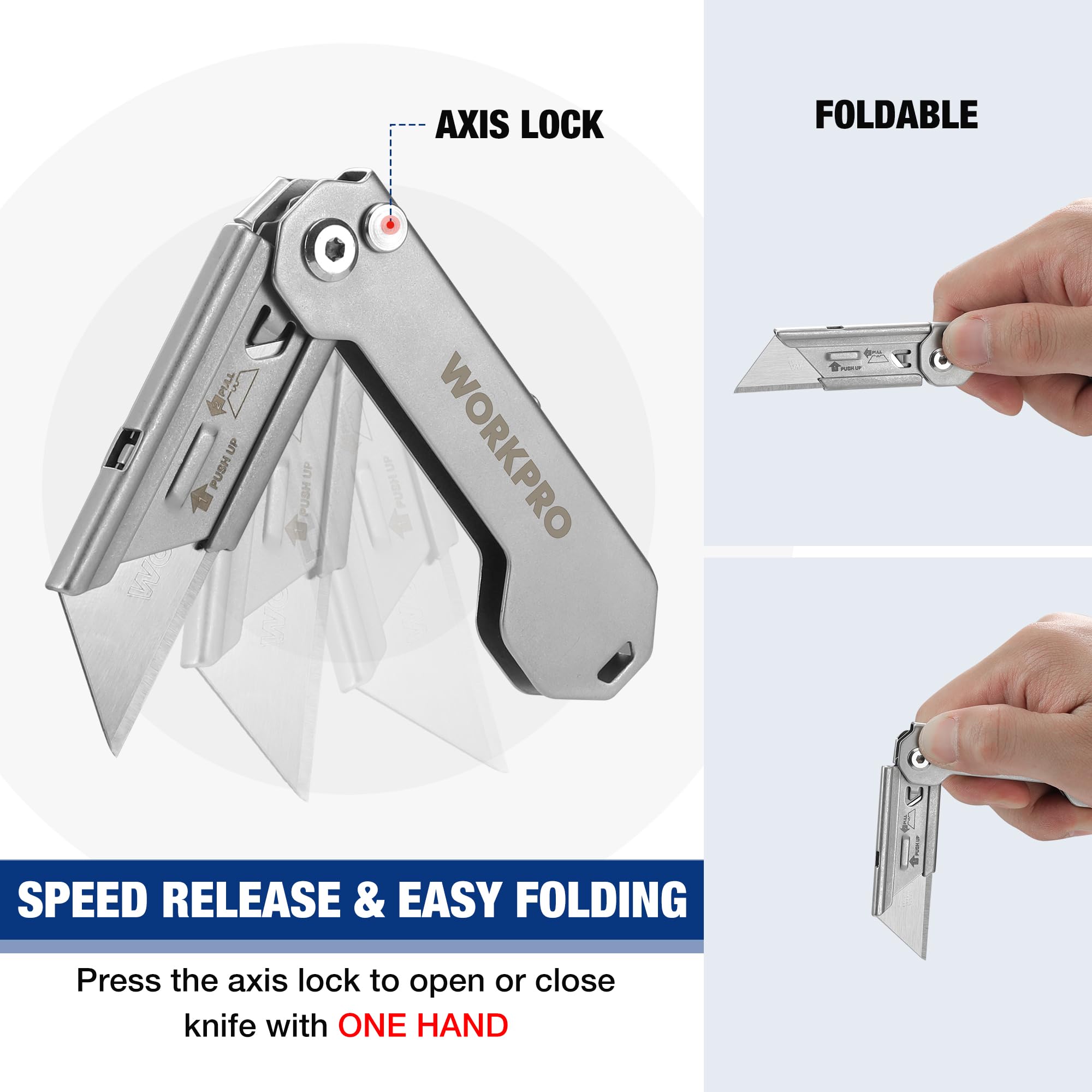 Foto 6 pulgar | Cuchillo Utilitario Plegable Workpro Mini Cortador De Cajas Con 10 Cuchillas - Venta Internacional.