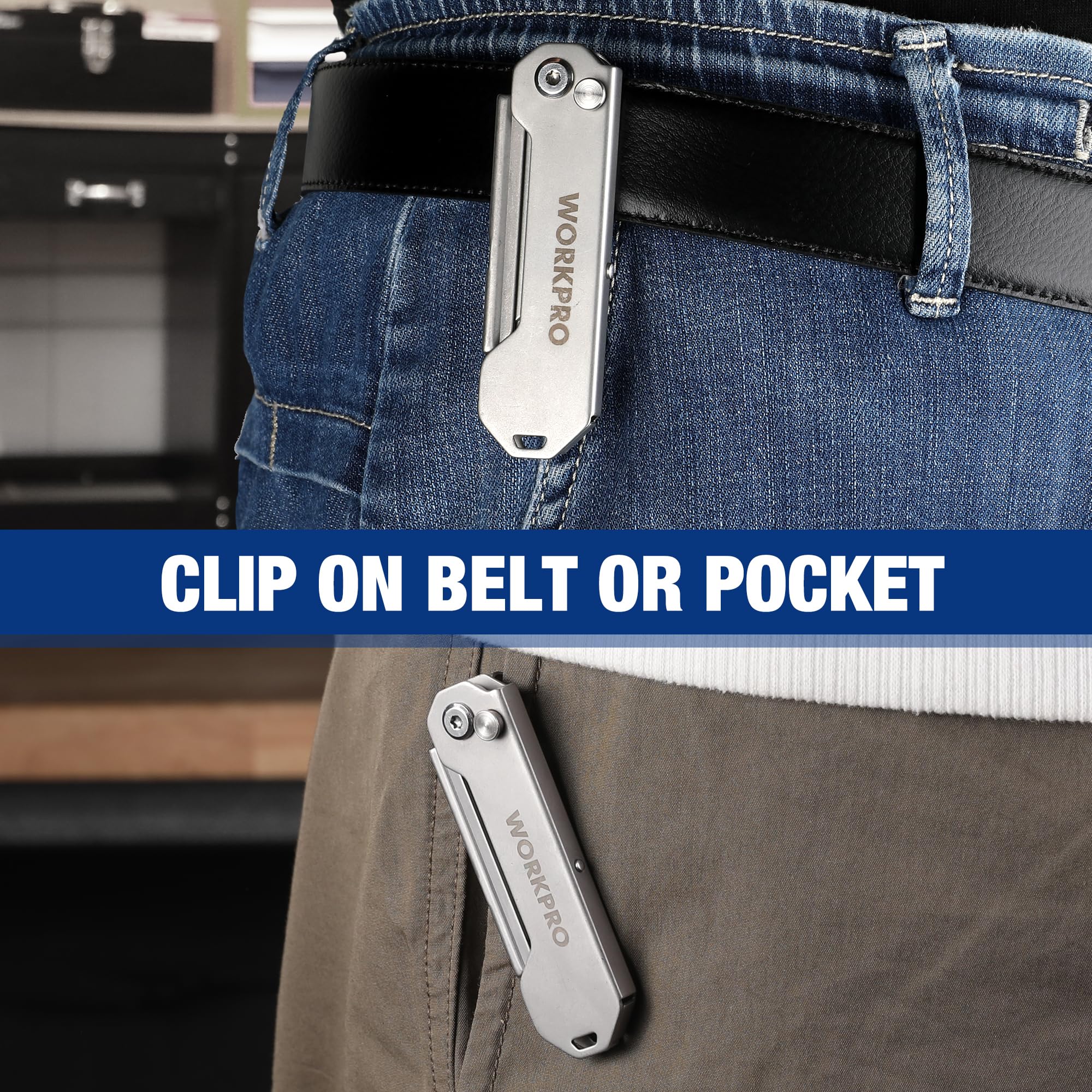 Foto 7 pulgar | Cuchillo Utilitario Plegable Workpro Mini Cortador De Cajas Con 10 Cuchillas - Venta Internacional.