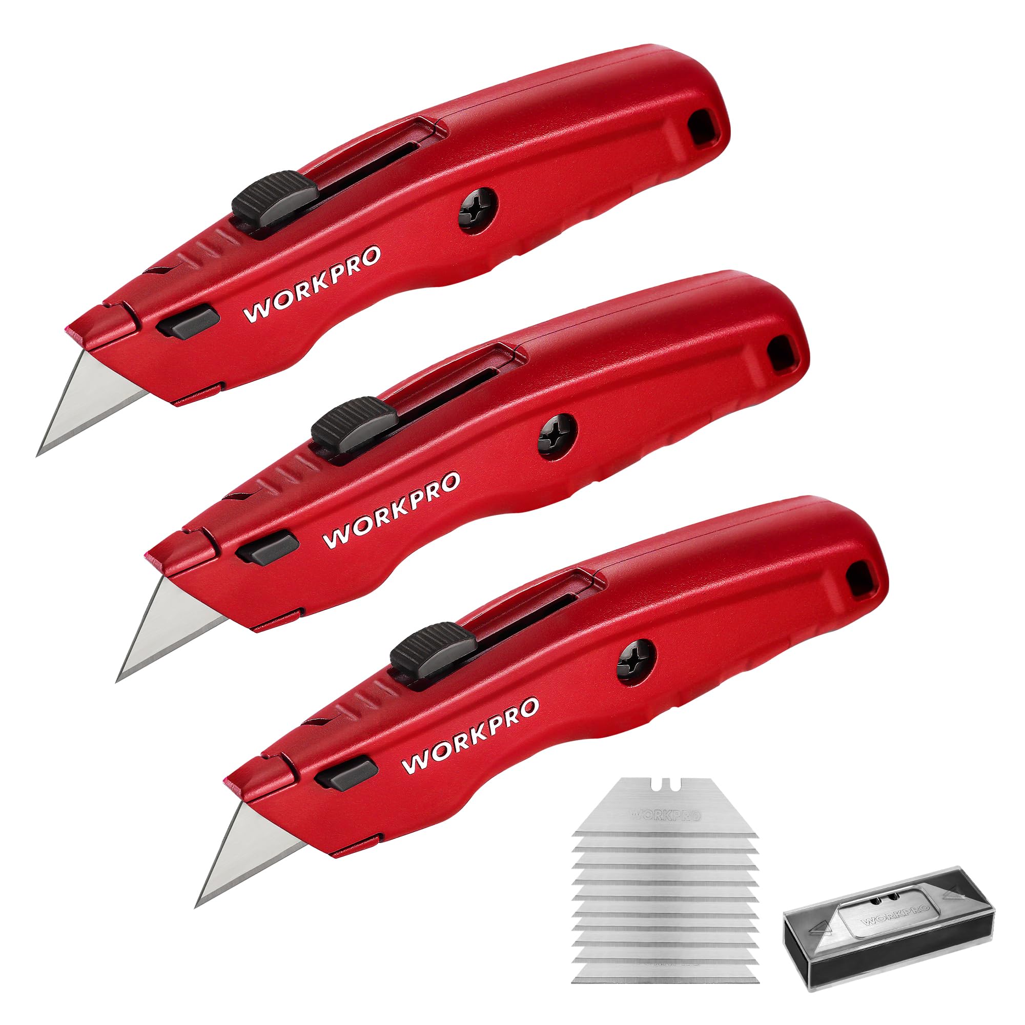 Foto 2 pulgar | Navaja Multiusos Workpro Premium Retráctil Totalmente Metálica, 3 Unidades - Venta Internacional.