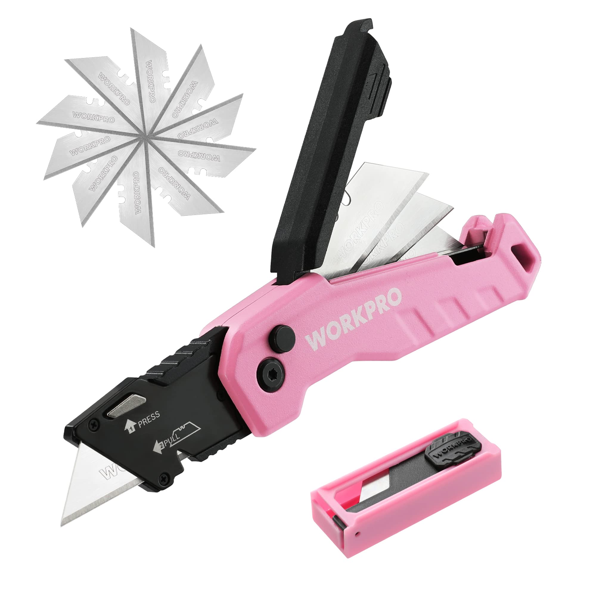 Navaja Multiusos Plegable Workpro Quick Change Con Almacenamiento De Cuchillas - Venta Internacional.