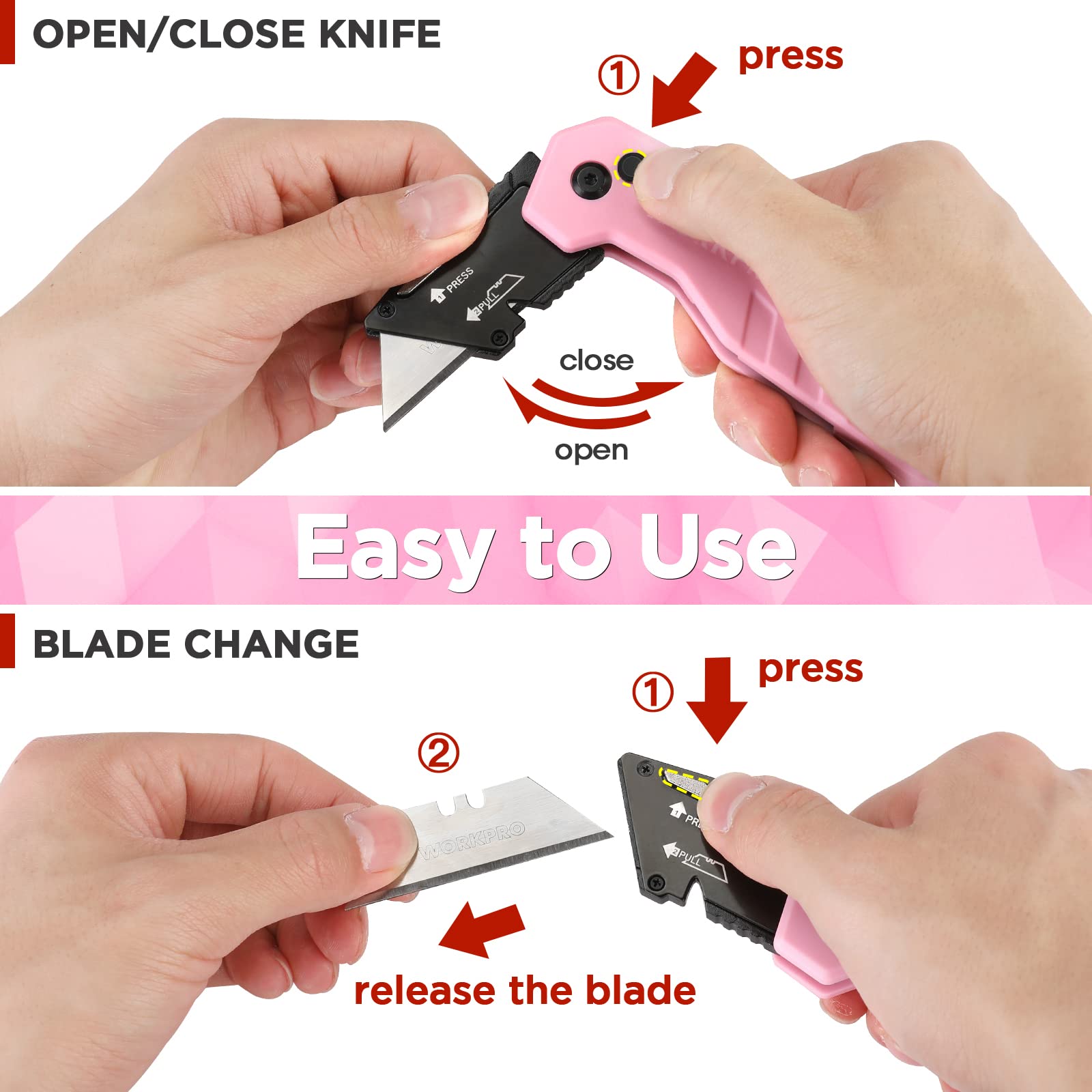 Foto 6 pulgar | Navaja Multiusos Plegable Workpro Quick Change Con Almacenamiento De Cuchillas - Venta Internacional.