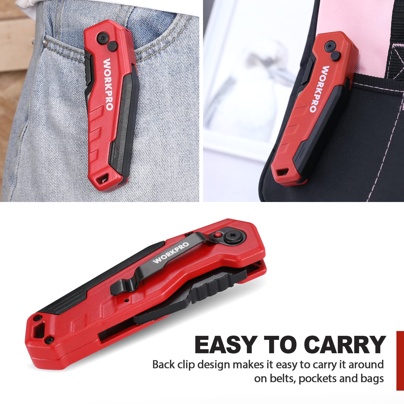 Foto 7 pulgar | Navaja Multiusos Plegable Workpro Quick Change Con Almacenamiento De Cuchillas - Venta Internacional.