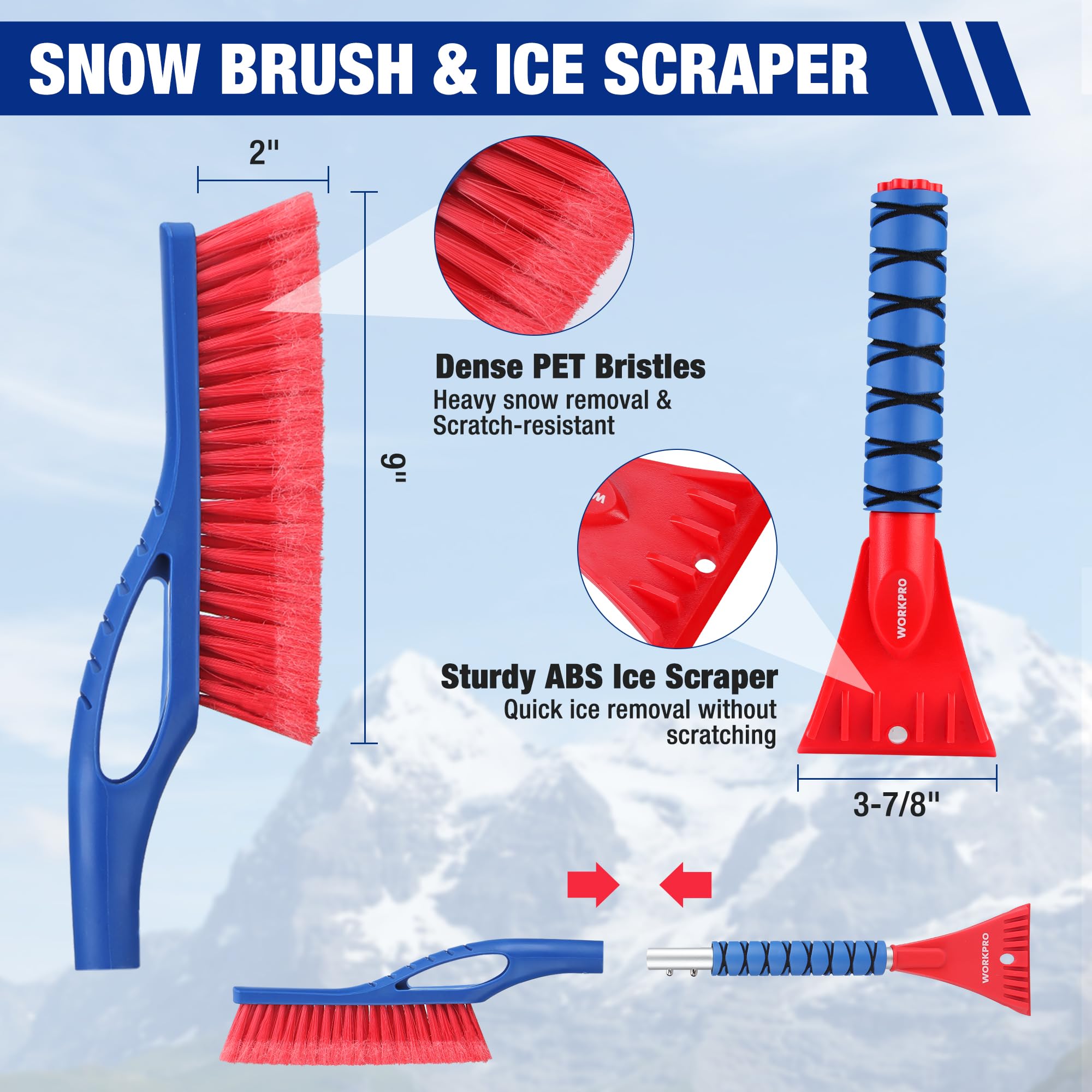 Foto 4 pulgar | Kit De Remoción De Nieve Workpro De 3 Piezas Con Pala, Raspador Y Cepillo - Venta Internacional.