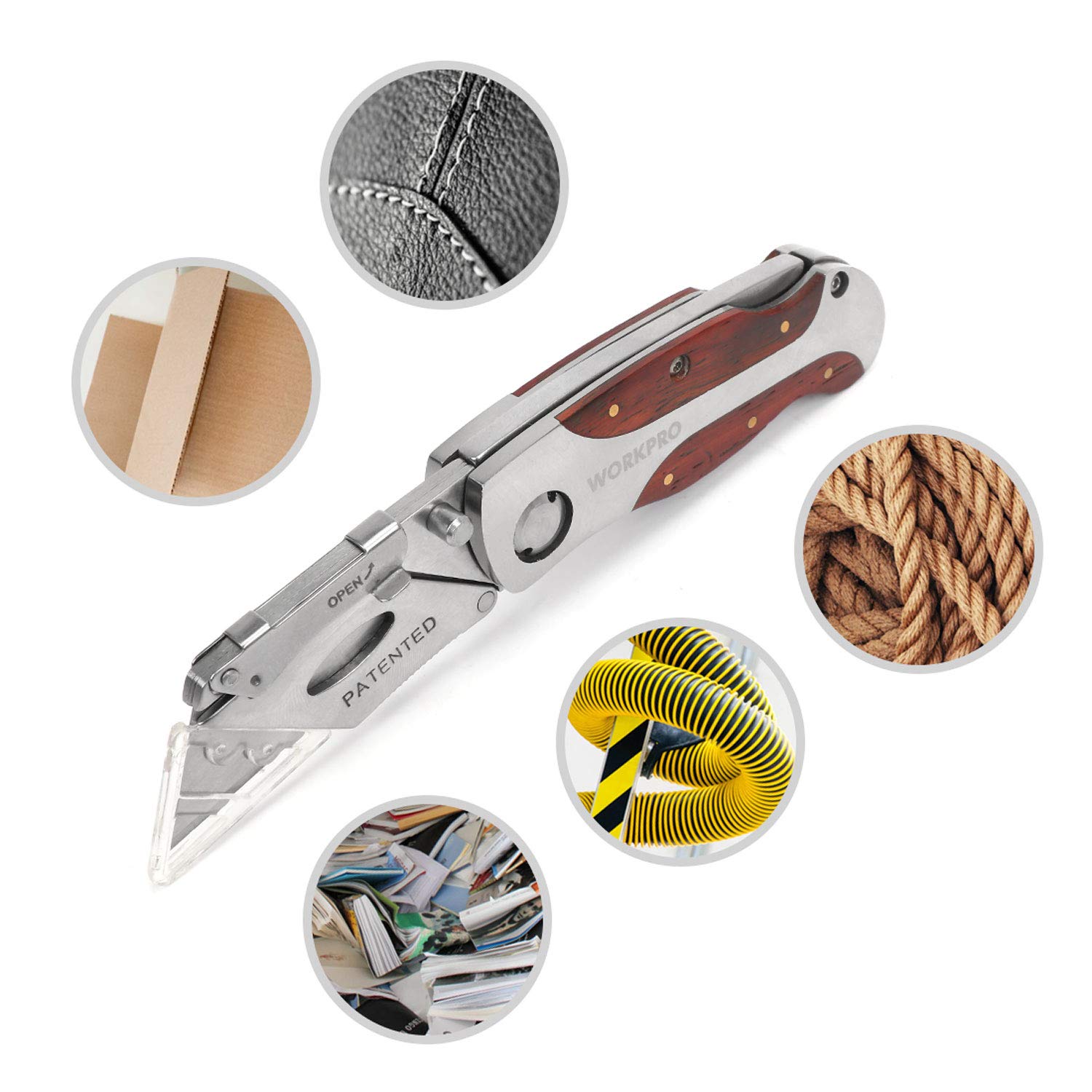 Foto 6 | Navaja Multiusos Workpro Quick-change Con Mango De Madera De Estilo Retro - Venta Internacional.