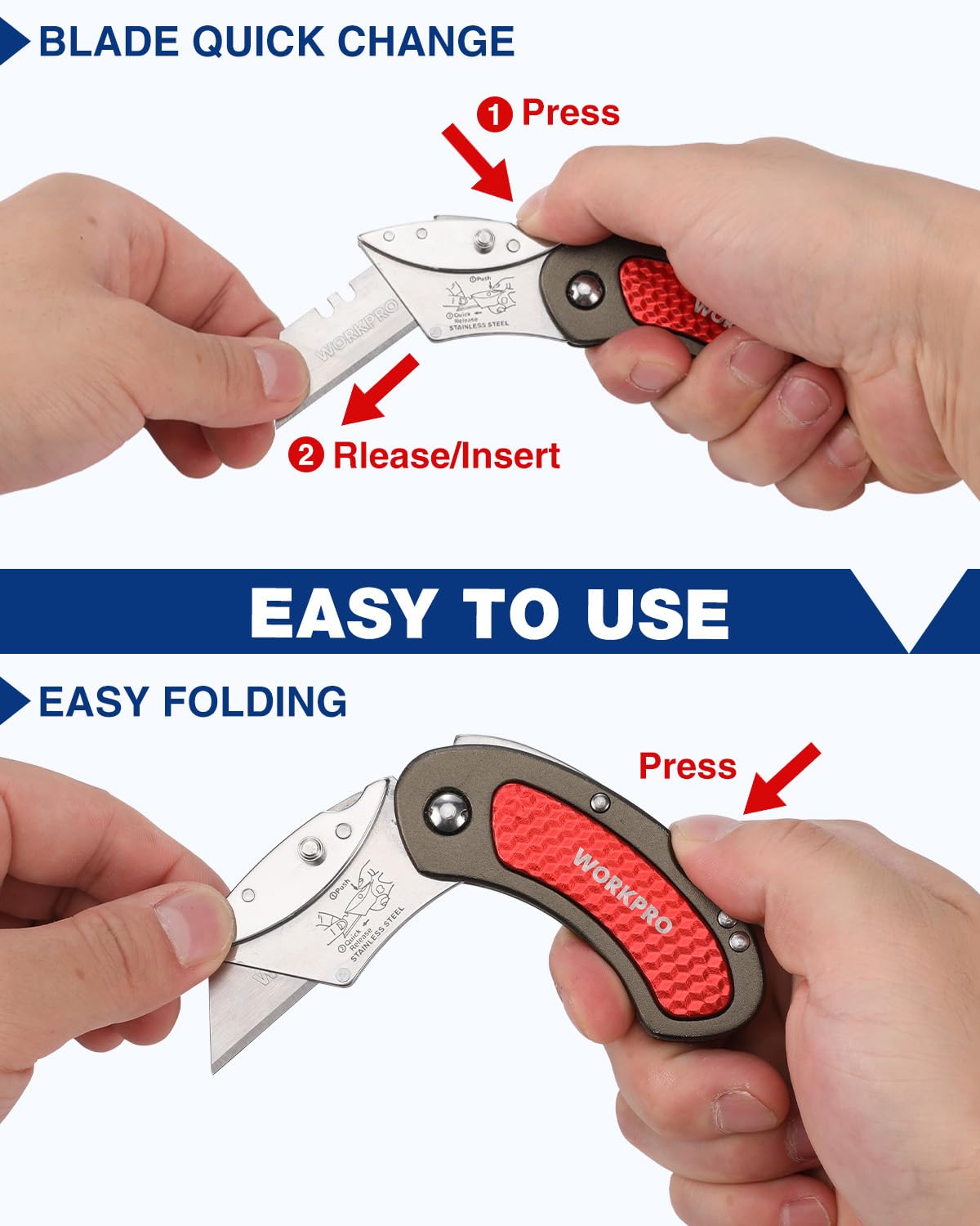 Foto 4 pulgar | Juego De Cuchillos Utilitarios Plegables Workpro Quick Change Blade, Paquete De 3 - Venta Internacional.