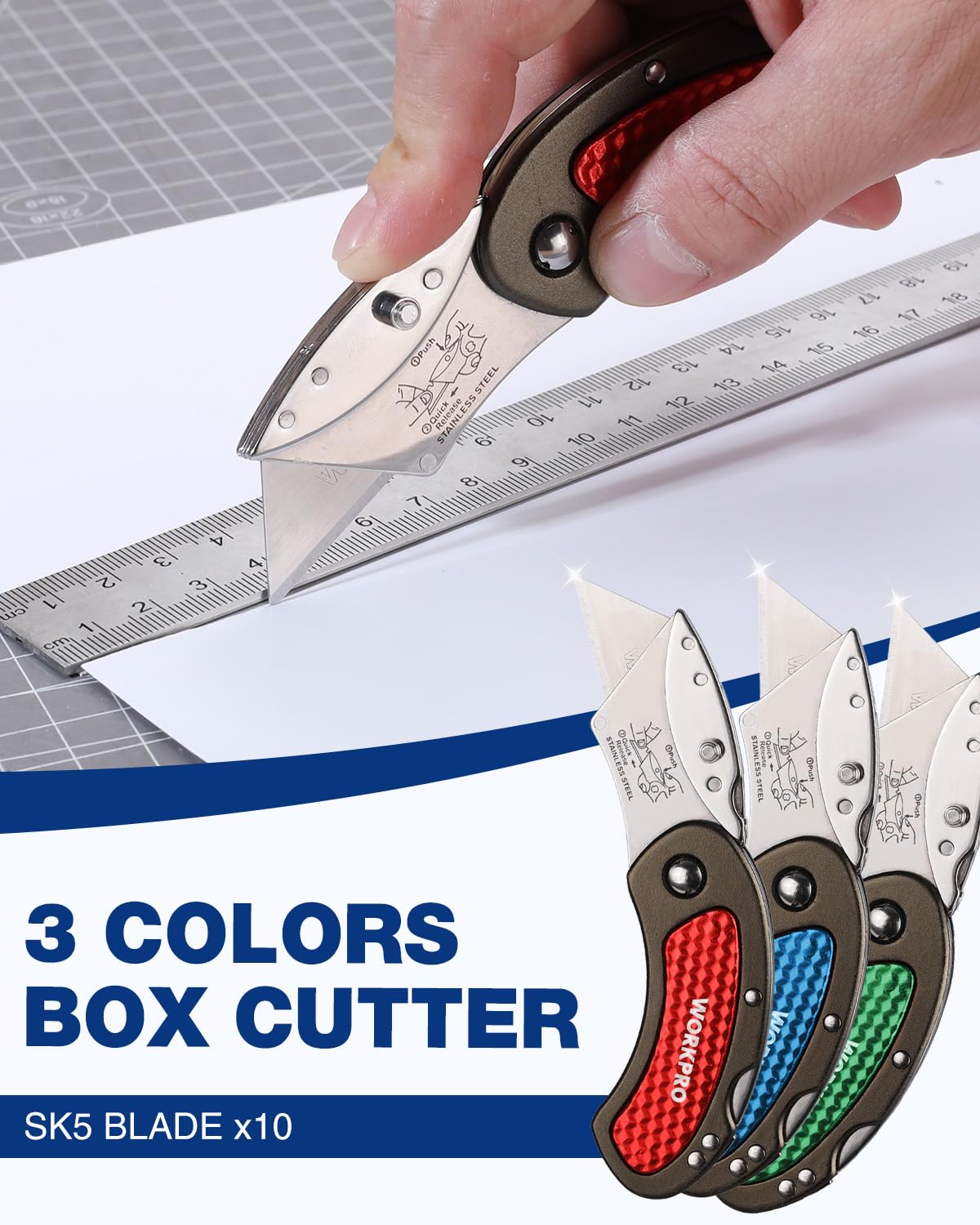 Foto 7 pulgar | Juego De Cuchillos Utilitarios Plegables Workpro Quick Change Blade, Paquete De 3 - Venta Internacional.