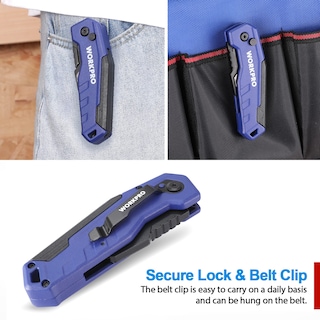Foto 6 | Navaja Multiusos Plegable Workpro Quick Change Con Almacenamiento De Cuchillas - Venta Internacional.