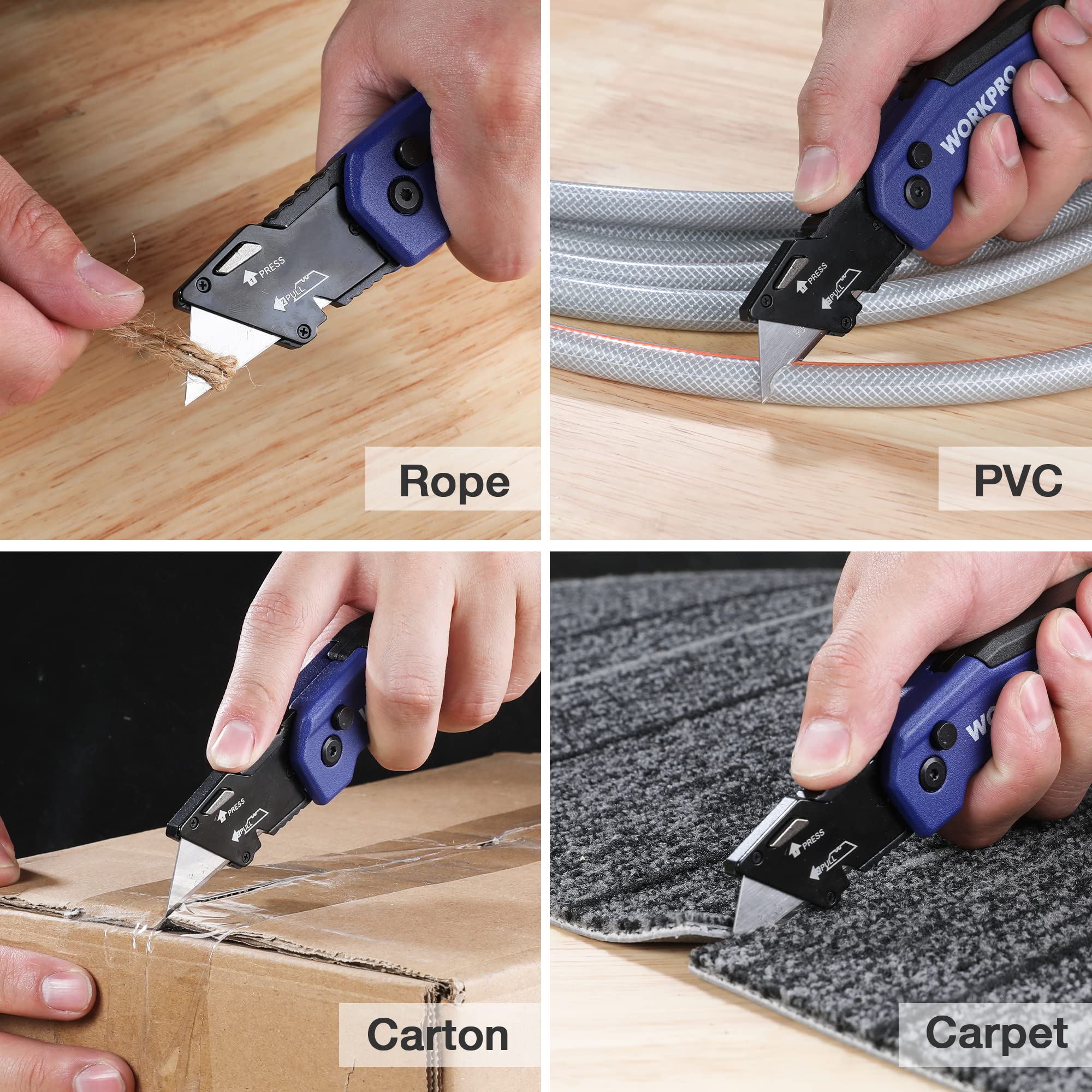 Foto 8 pulgar | Navaja Multiusos Plegable Workpro Quick Change Con Almacenamiento De Cuchillas - Venta Internacional.