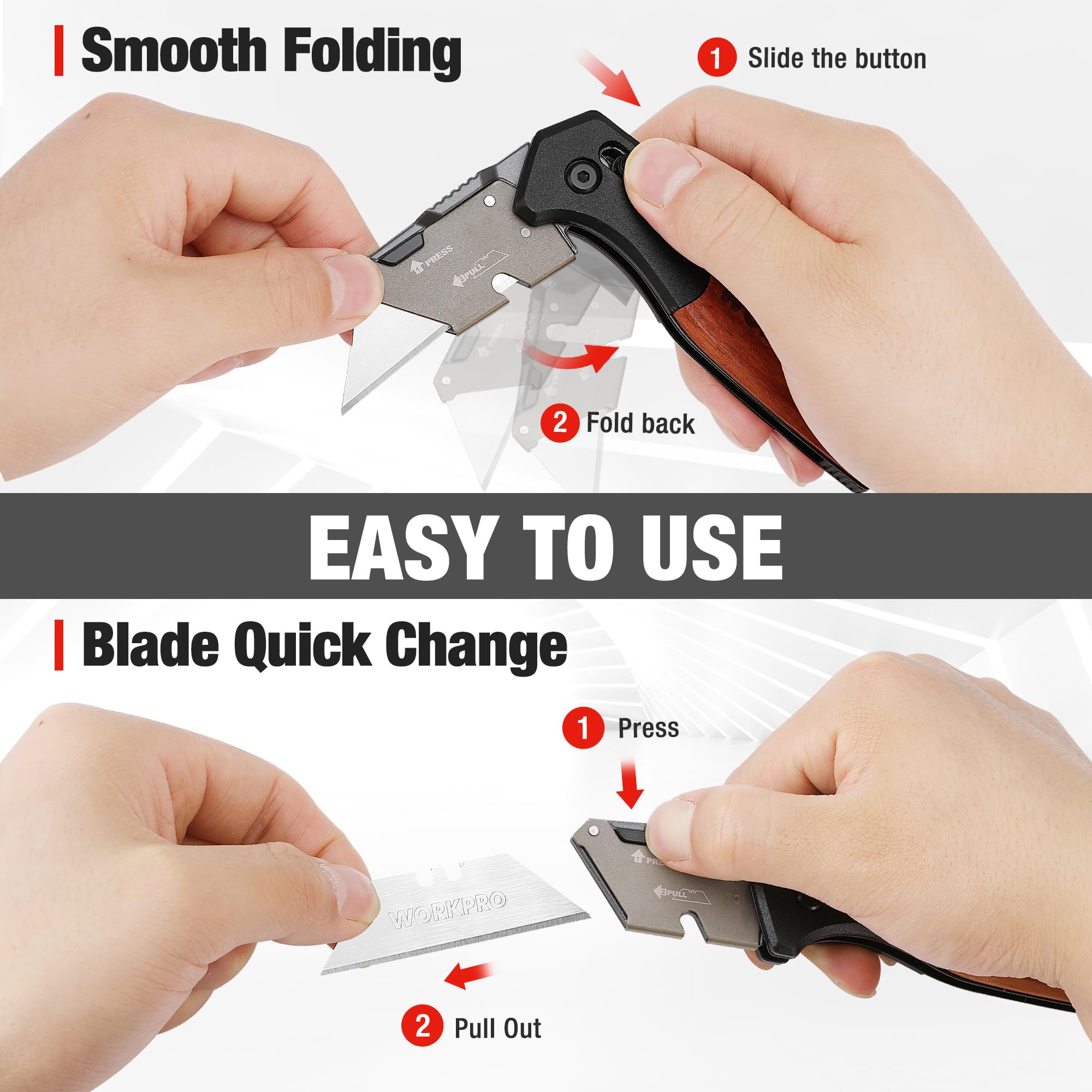 Foto 6 | Navaja Multiusos Plegable Workpro Razor Blade Con Cierre De Eje - Venta Internacional.
