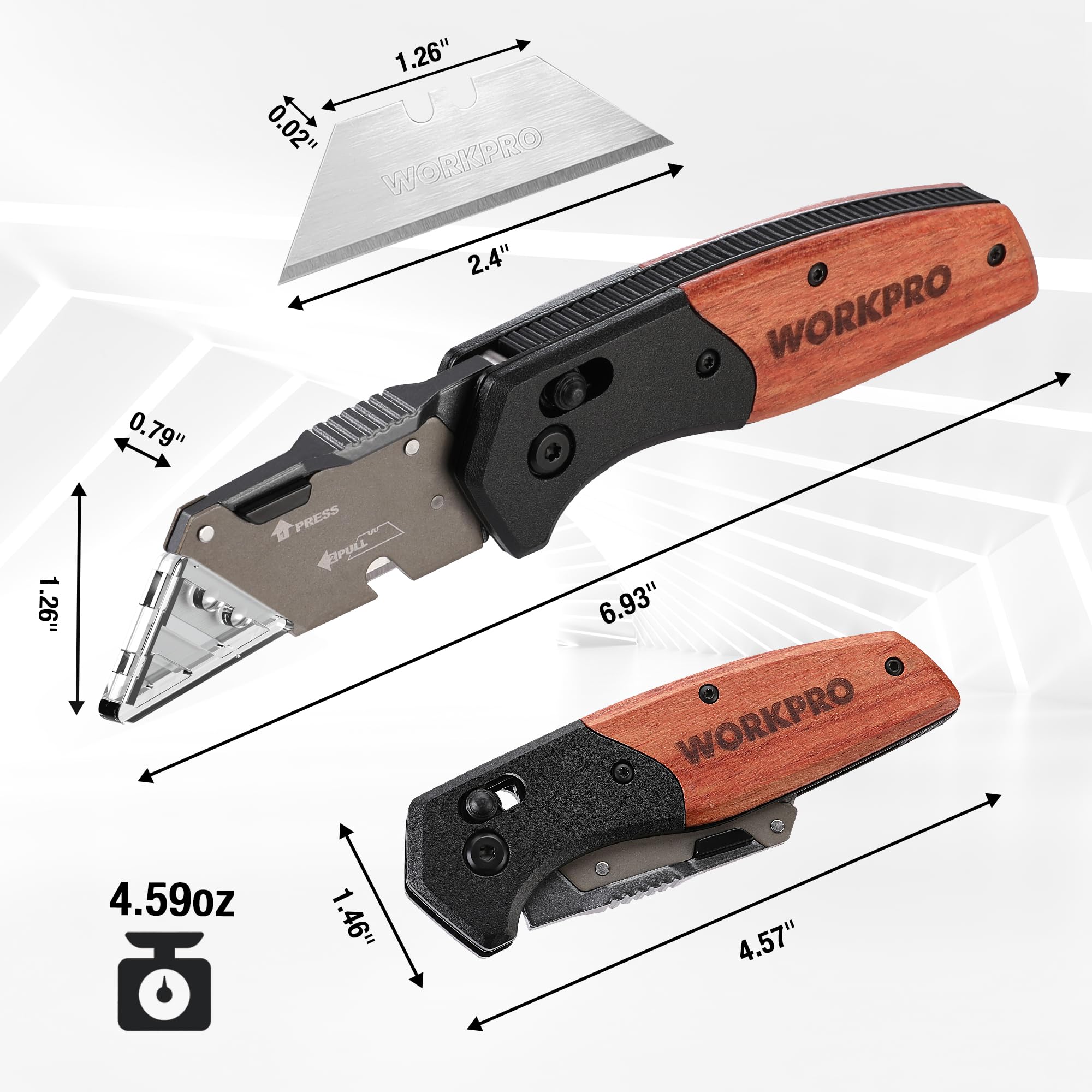 Foto 8 pulgar | Navaja Multiusos Plegable Workpro Razor Blade Con Cierre De Eje - Venta Internacional.