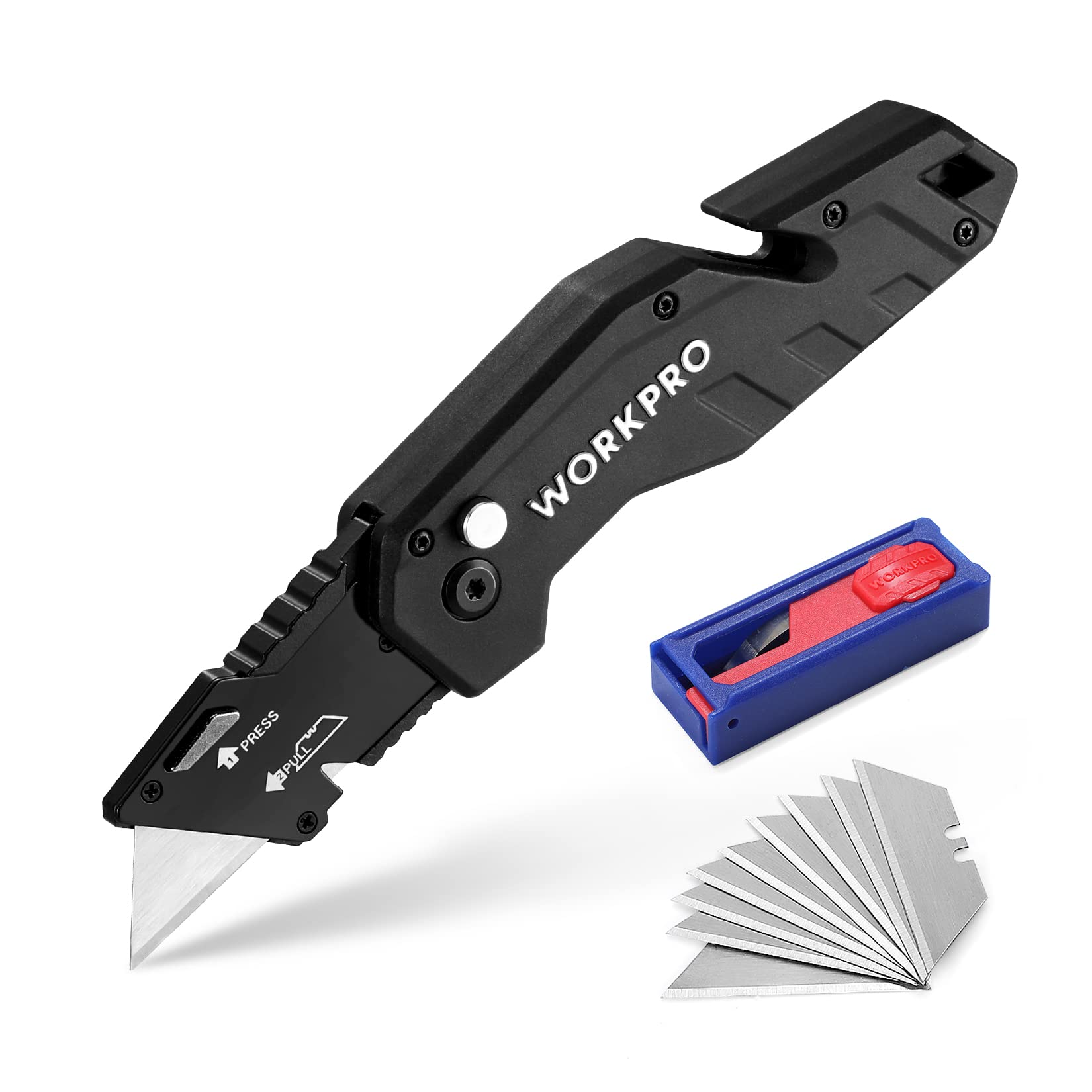 Foto 2 pulgar | Cuchillo Utilitario Plegable Workpro, Hoja De Cambio Rápido Con 10 Hojas - Venta Internacional.