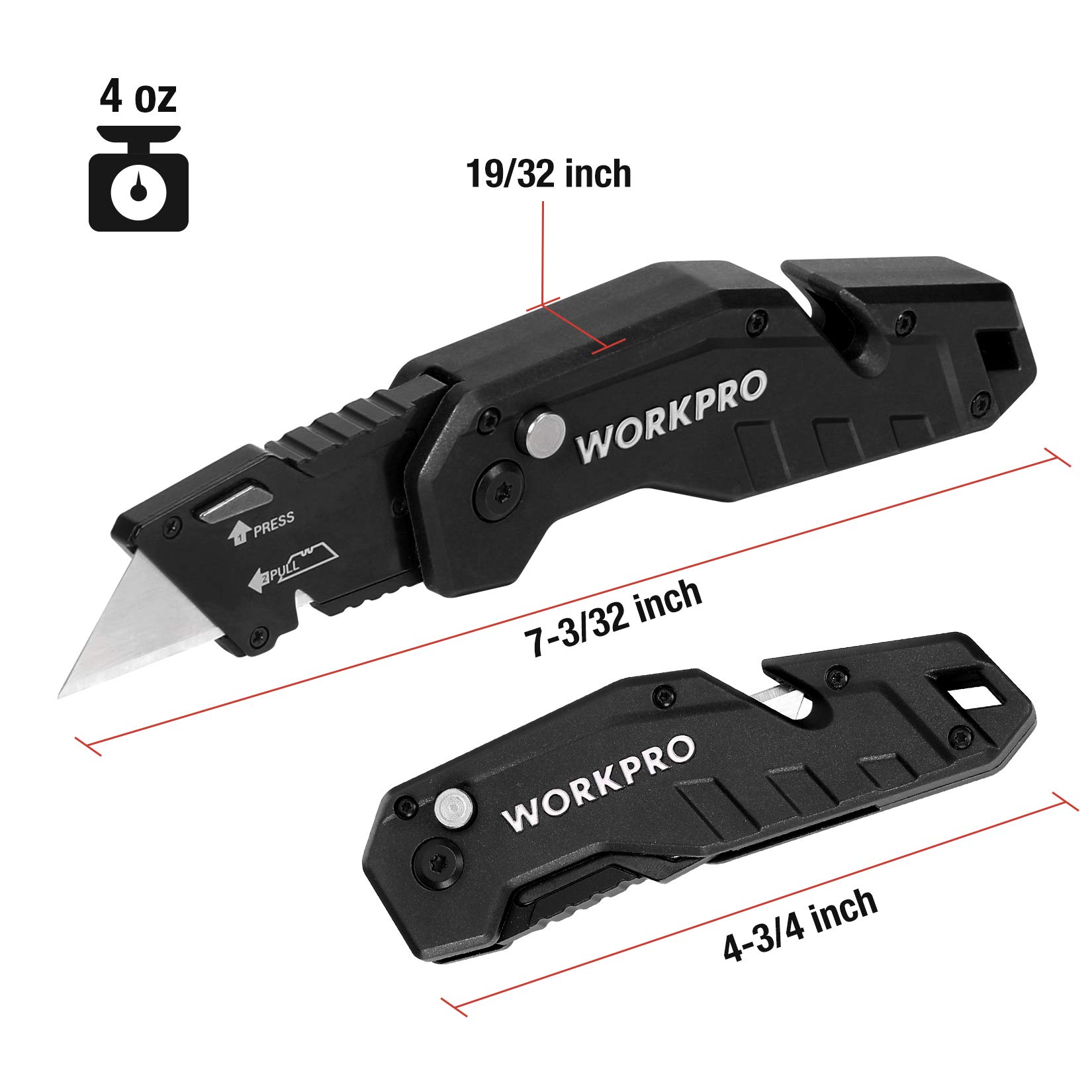Foto 4 | Cuchillo Utilitario Plegable Workpro, Hoja De Cambio Rápido Con 10 Hojas - Venta Internacional.