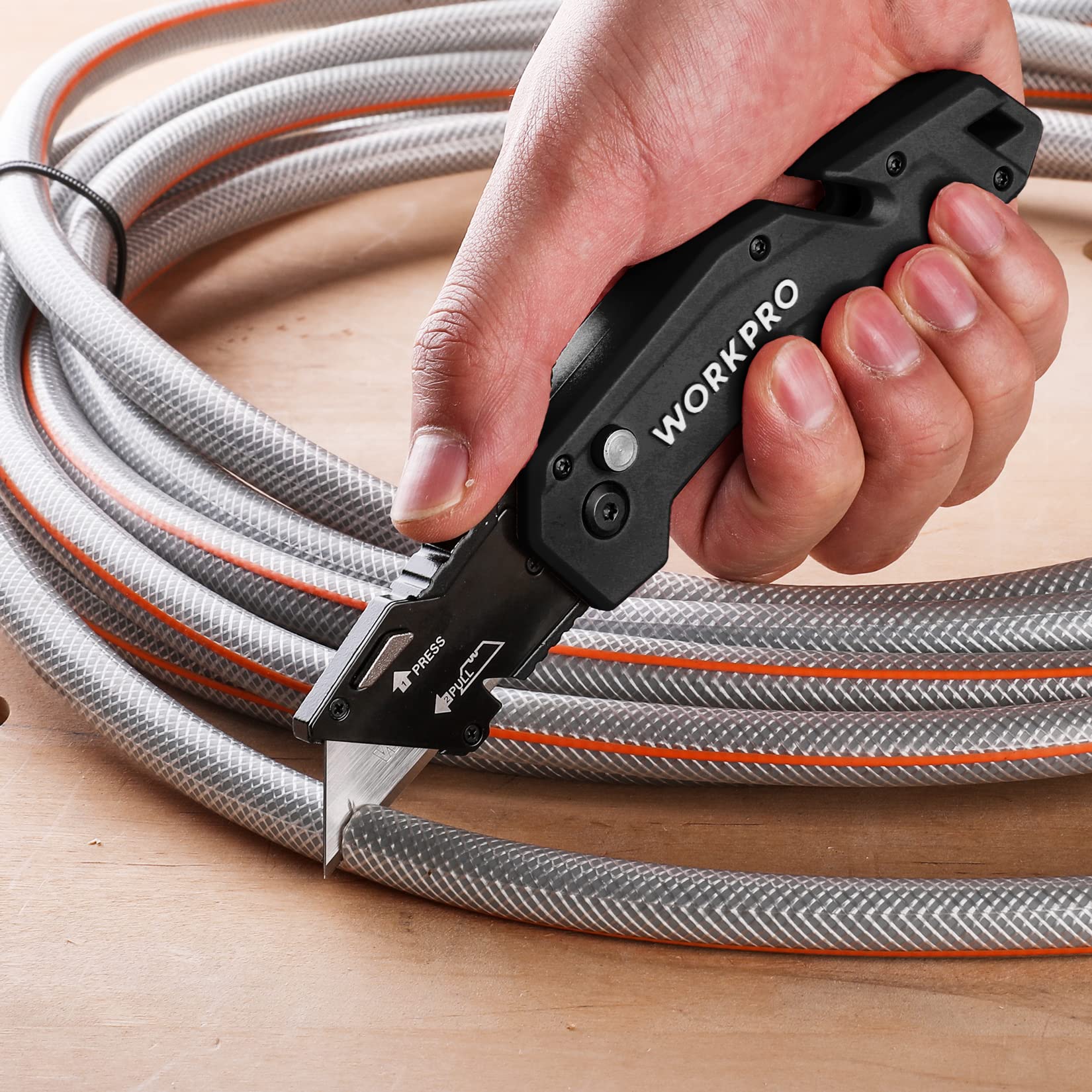 Foto 6 pulgar | Cuchillo Utilitario Plegable Workpro, Hoja De Cambio Rápido Con 10 Hojas - Venta Internacional.