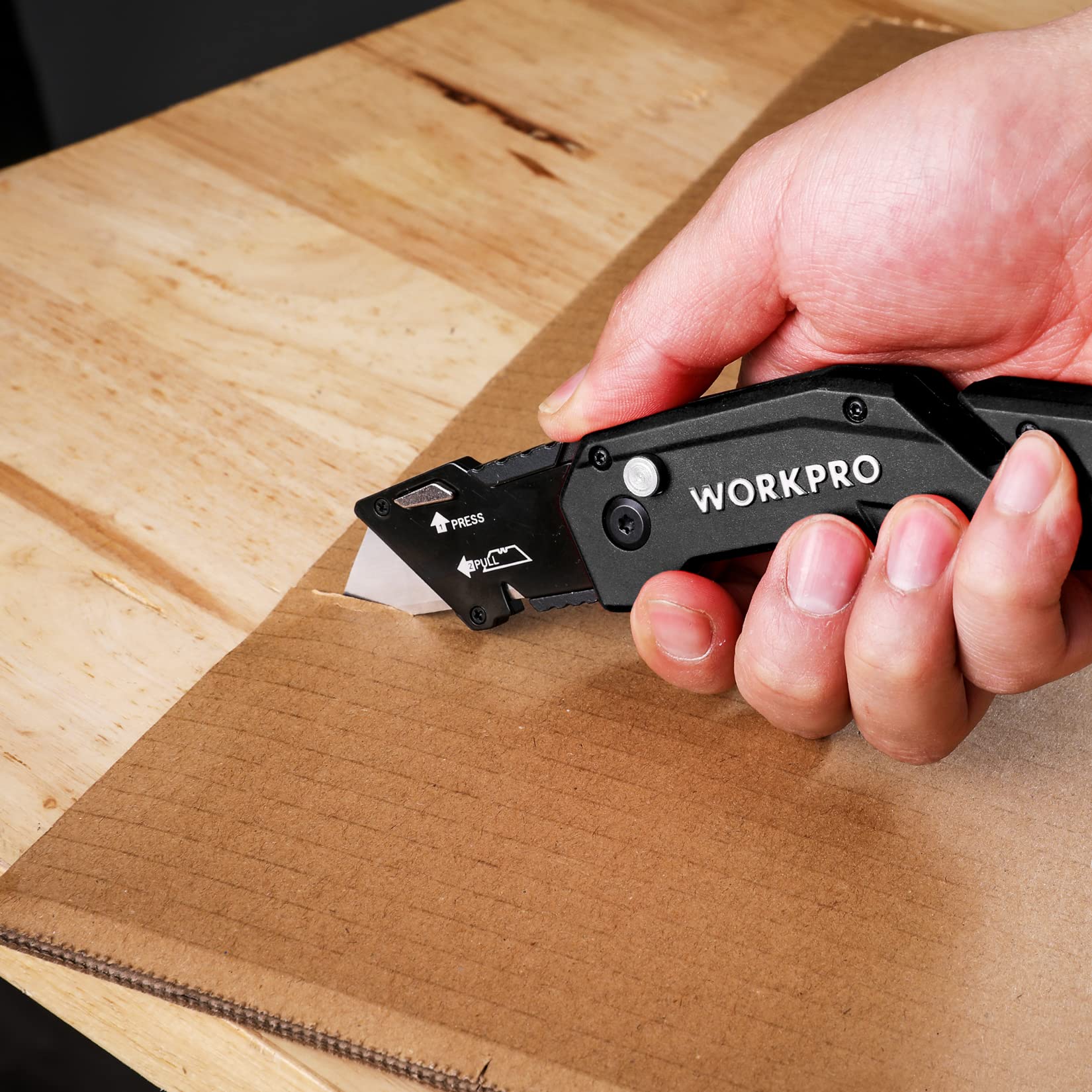 Foto 8 pulgar | Cuchillo Utilitario Plegable Workpro, Hoja De Cambio Rápido Con 10 Hojas - Venta Internacional.