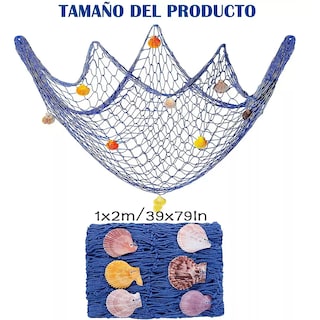 Foto 2 | Red de Pesca Decorativa Azul de Algodón
