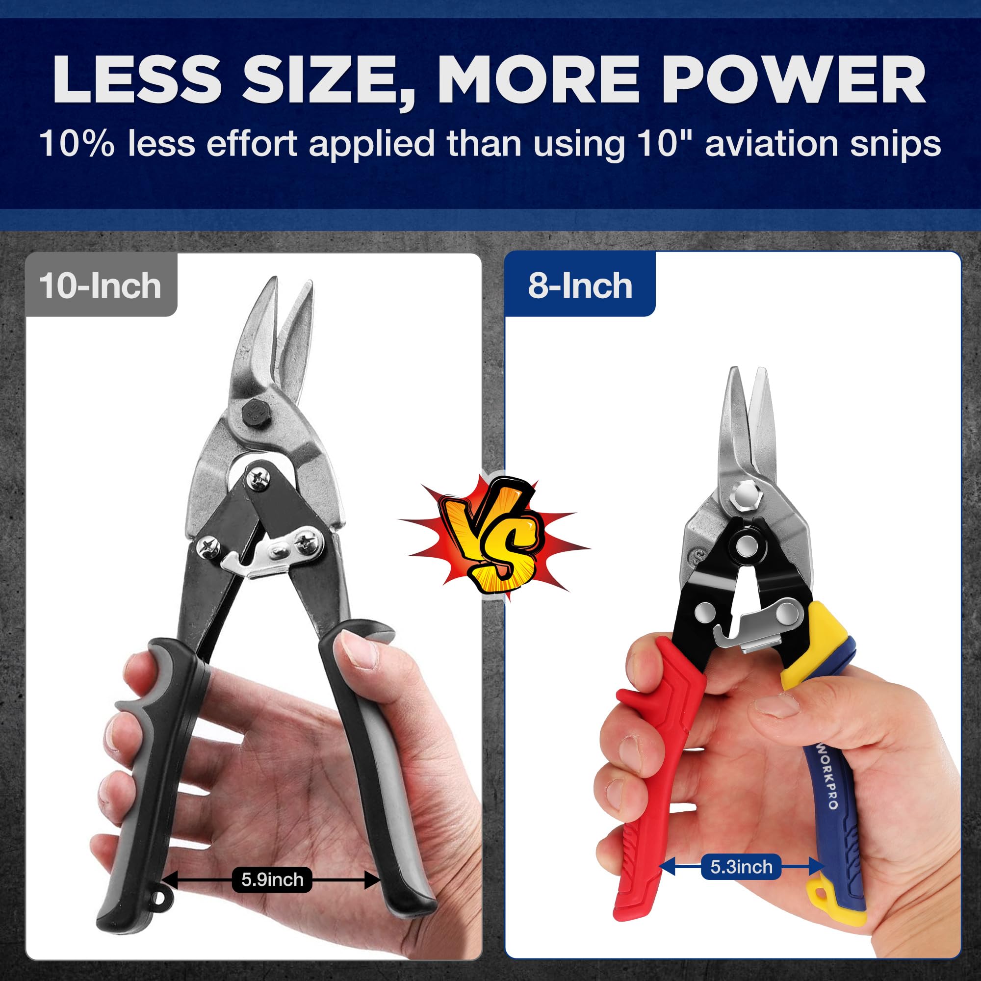 Foto 3 pulgar | Aviation Snips Workpro, 20 Cm, Corte Recto, Metal Pesado - Venta Internacional.