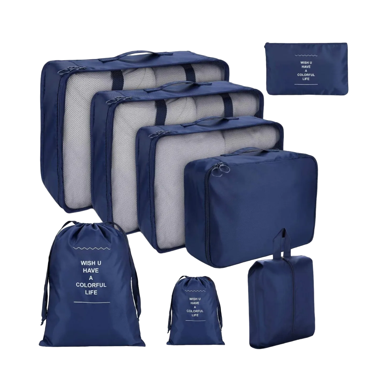 8 Bolsas Organizadoras de Maletas de Viaje Impermeable Malubero color Azul