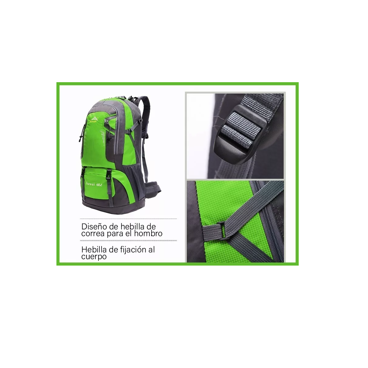 Foto 4 pulgar | Mochila Impermeable para Senderismo Eo Safe Imports Esi-4414 Verde