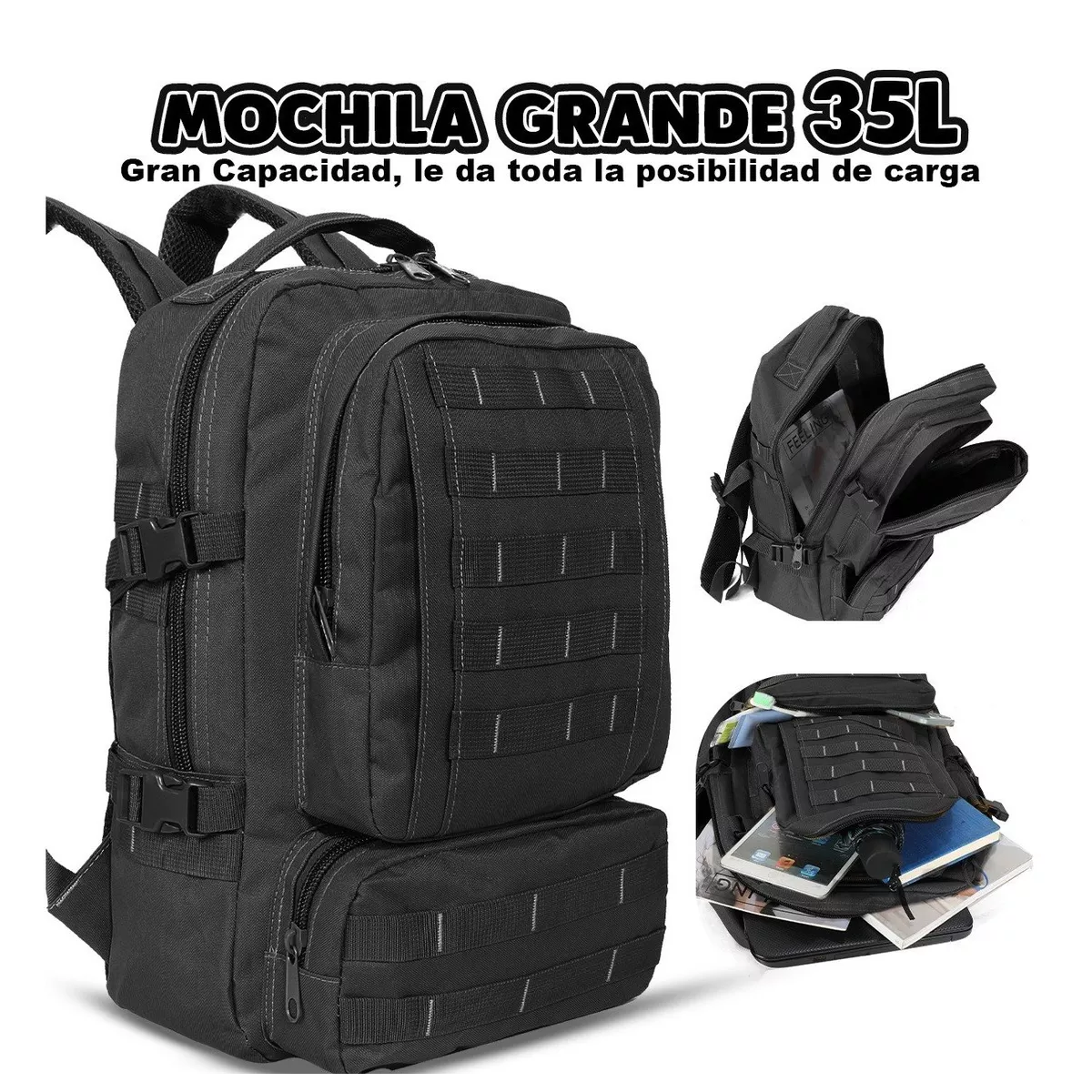 Foto 4 pulgar | Mochila Táctica Eo Safe Imports ESI-4560 color Negro