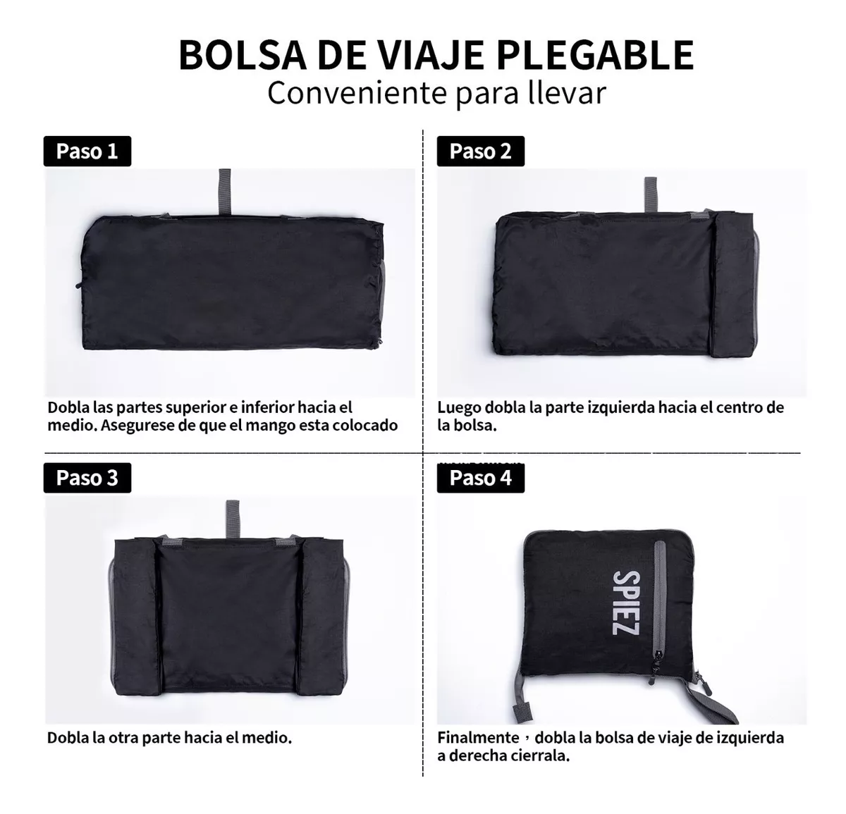 Foto 7 pulgar | Maleta Deportivo Belug de Viaje Plegable Portátil Retráctil 65 Litros color Negro