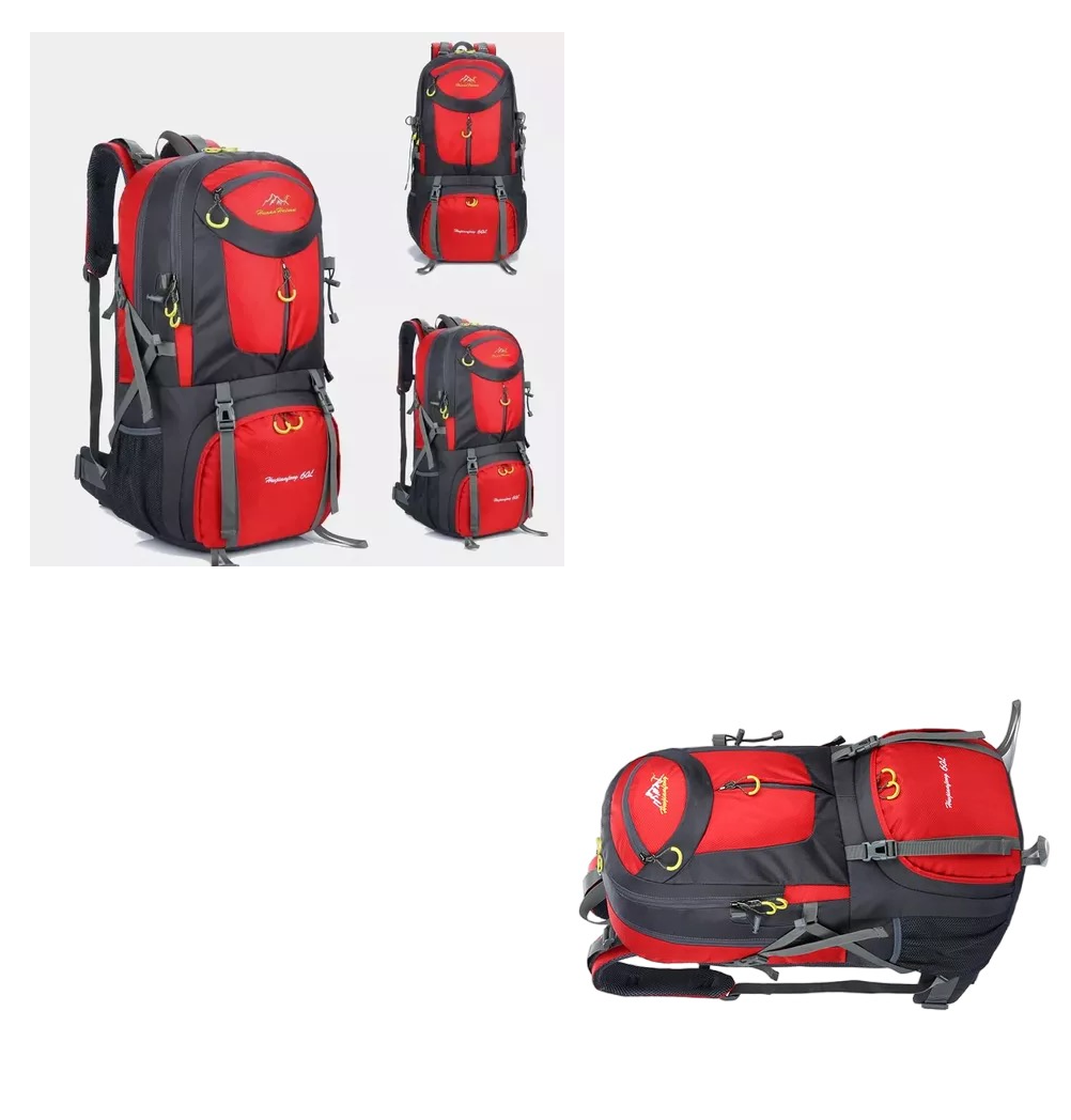 Foto 5 pulgar | Mochila de Ciclismo Impermeable 60L Gris con Rojo y Correas Cómodas