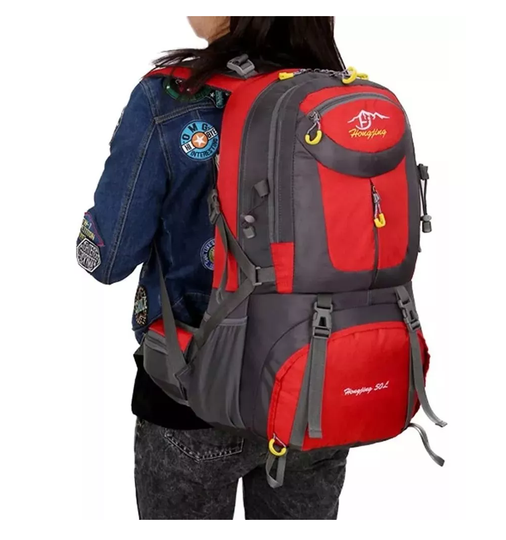 Foto 5 | Mochila de Ciclismo Impermeable 60L Gris con Rojo y Correas Cómodas