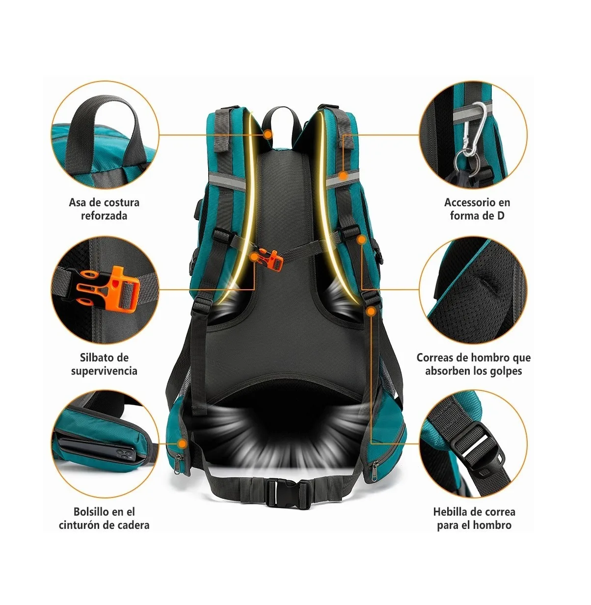 Foto 3 | Mochila Impermeable Para Senderismo Eo Safe Imports Esi-506-1 Verdeturquesa
