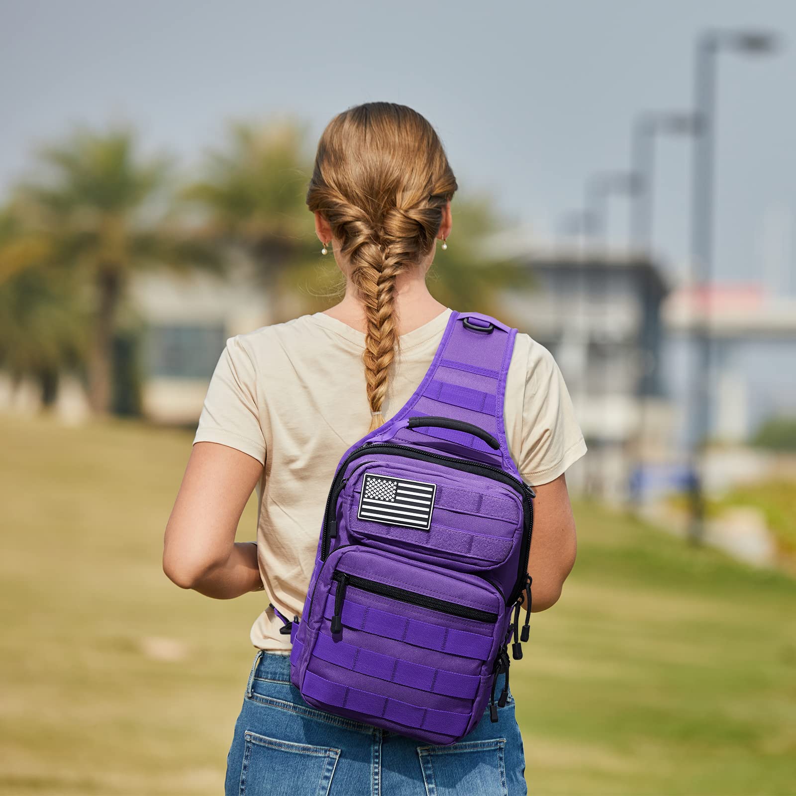 Foto 6 | Mochila Táctica Con Bandolera G4free Military Rover, Color Morado - Venta Internacional.