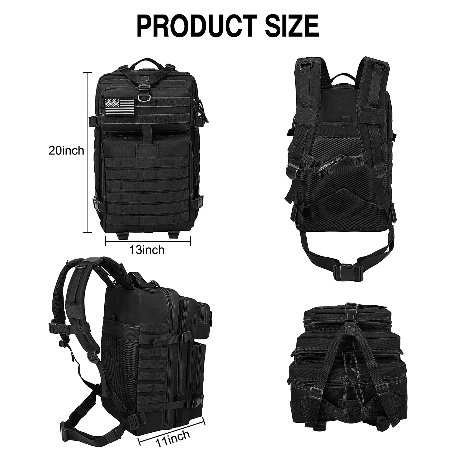 Foto 3 pulgar | Mochila Táctica Wolt 45l Military Molle Para Hombre Negra - Venta Internacional.