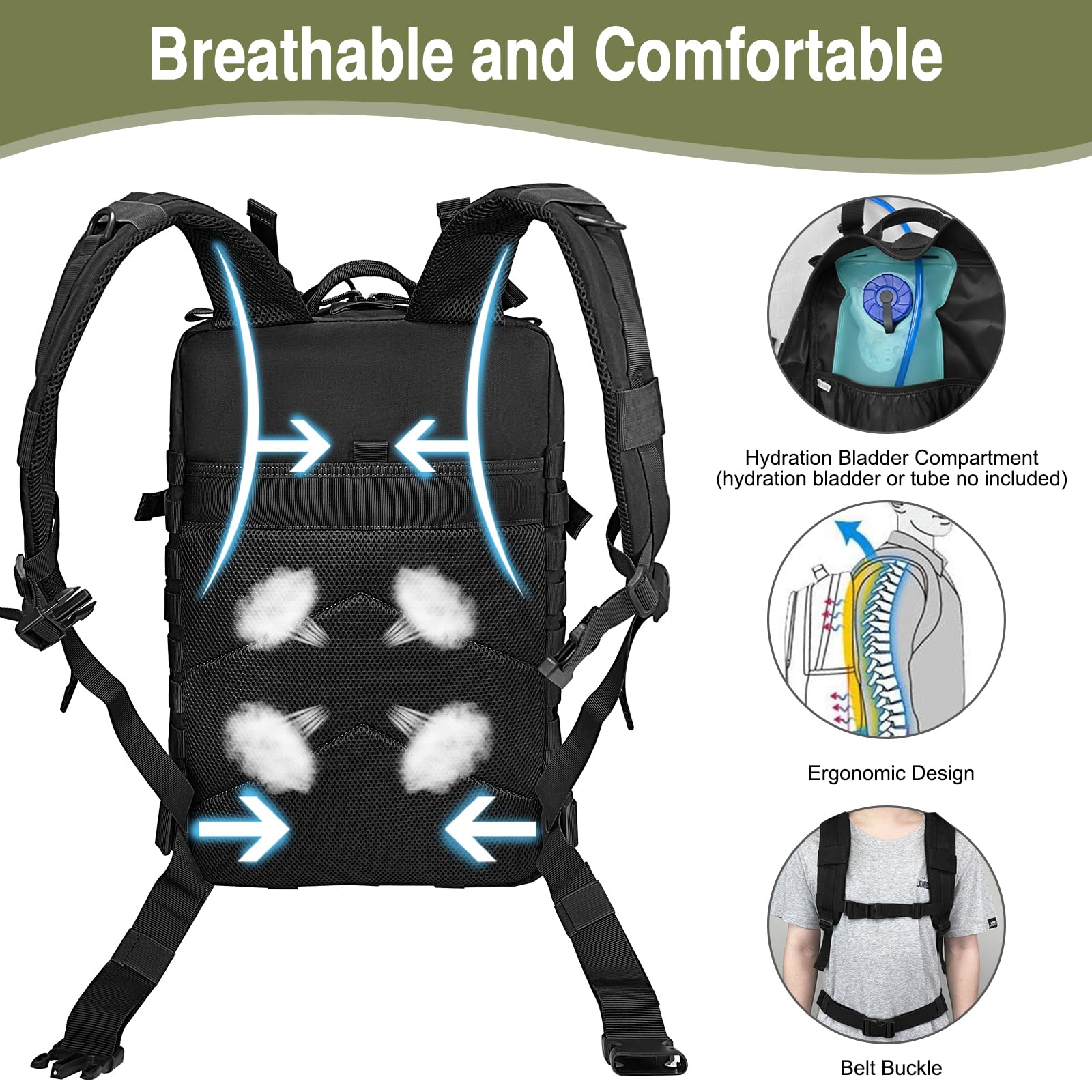 Foto 7 pulgar | Mochila Táctica Wolt 45l Military Molle Para Hombre Negra - Venta Internacional.